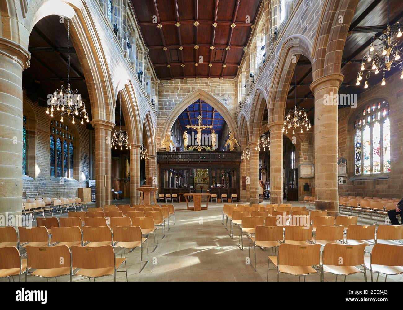 Gli interni rinnovati della Cattedrale di Wakefield, West Yorkshire, Inghilterra settentrionale, Regno Unito Foto Stock