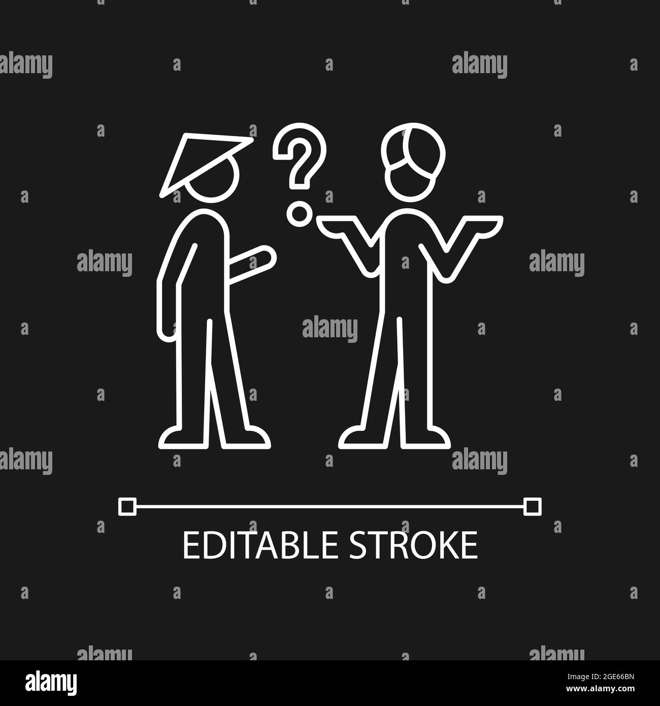 Barriere culturali icona lineare bianca per tema scuro Illustrazione Vettoriale