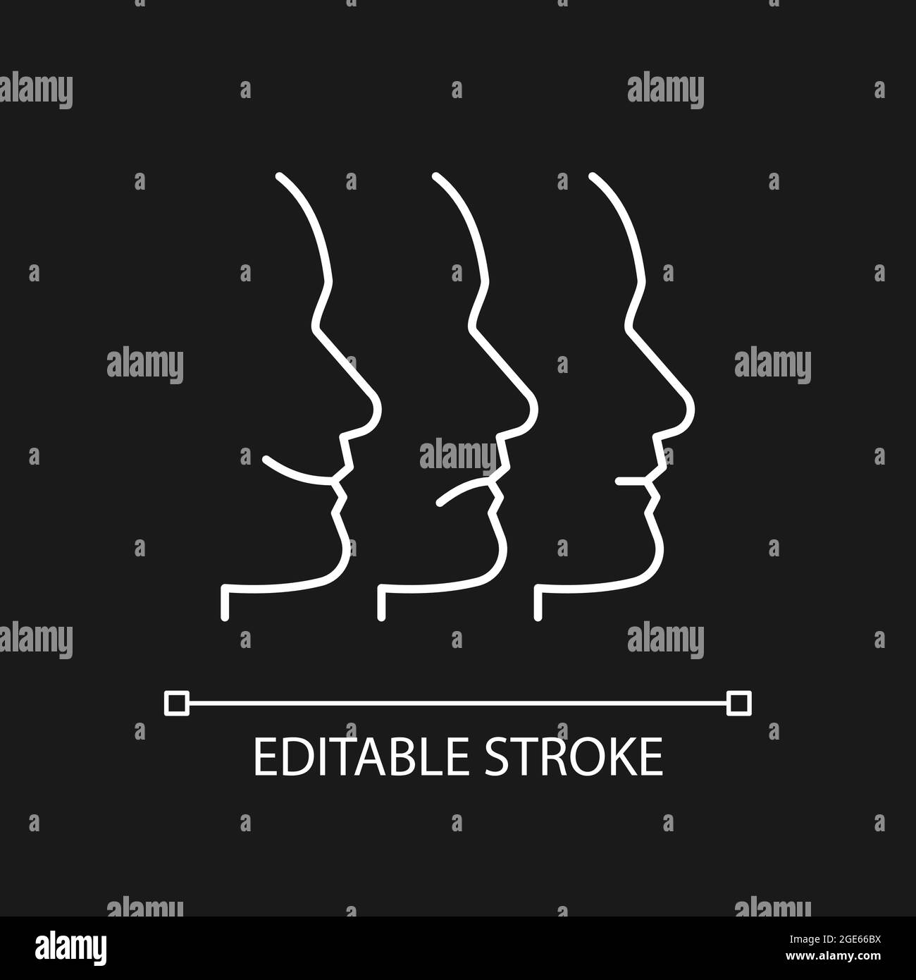 Espressioni facciali icona lineare bianca per il tema scuro Illustrazione Vettoriale