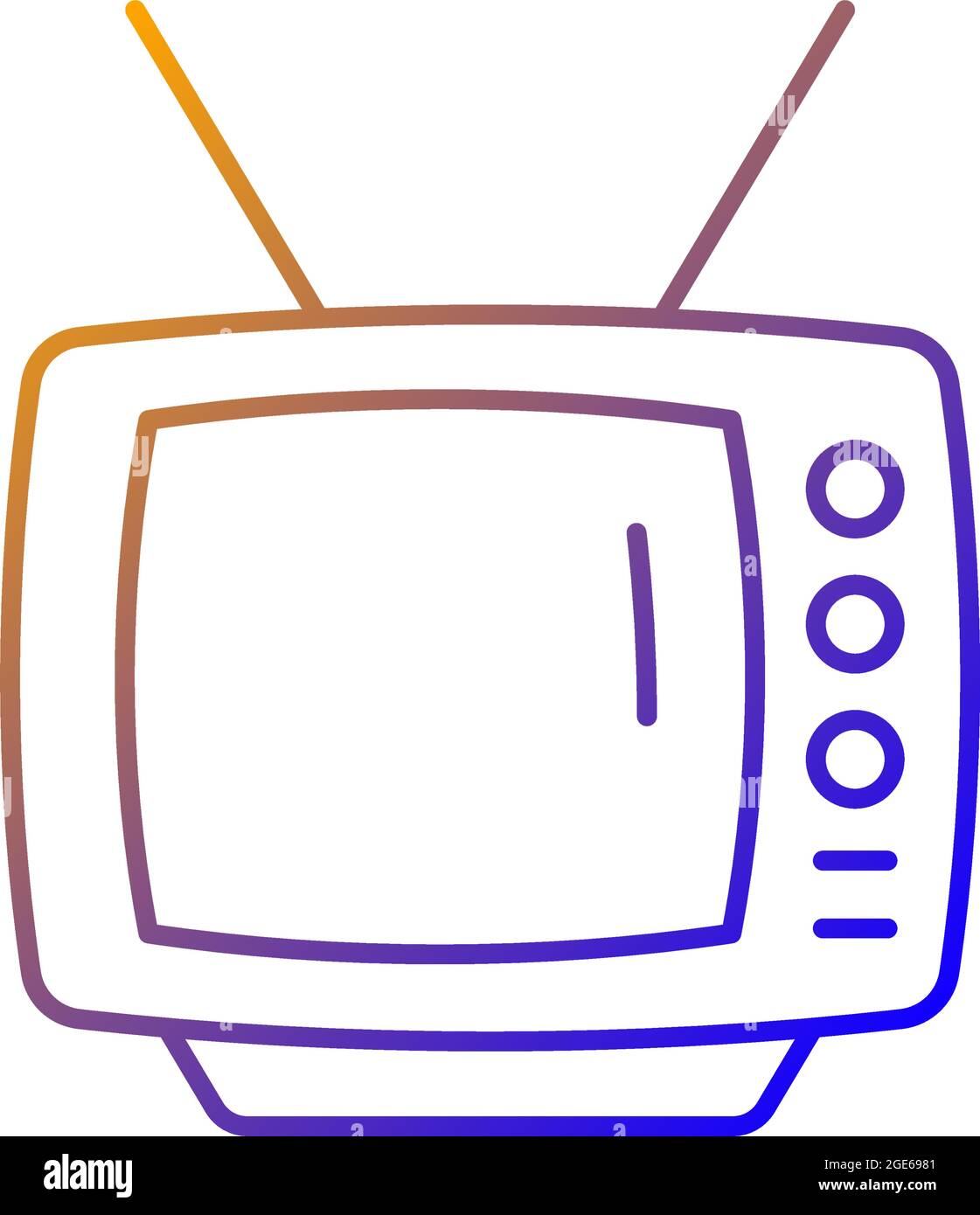 Icona del vettore lineare del gradiente televisivo vecchio stile Illustrazione Vettoriale