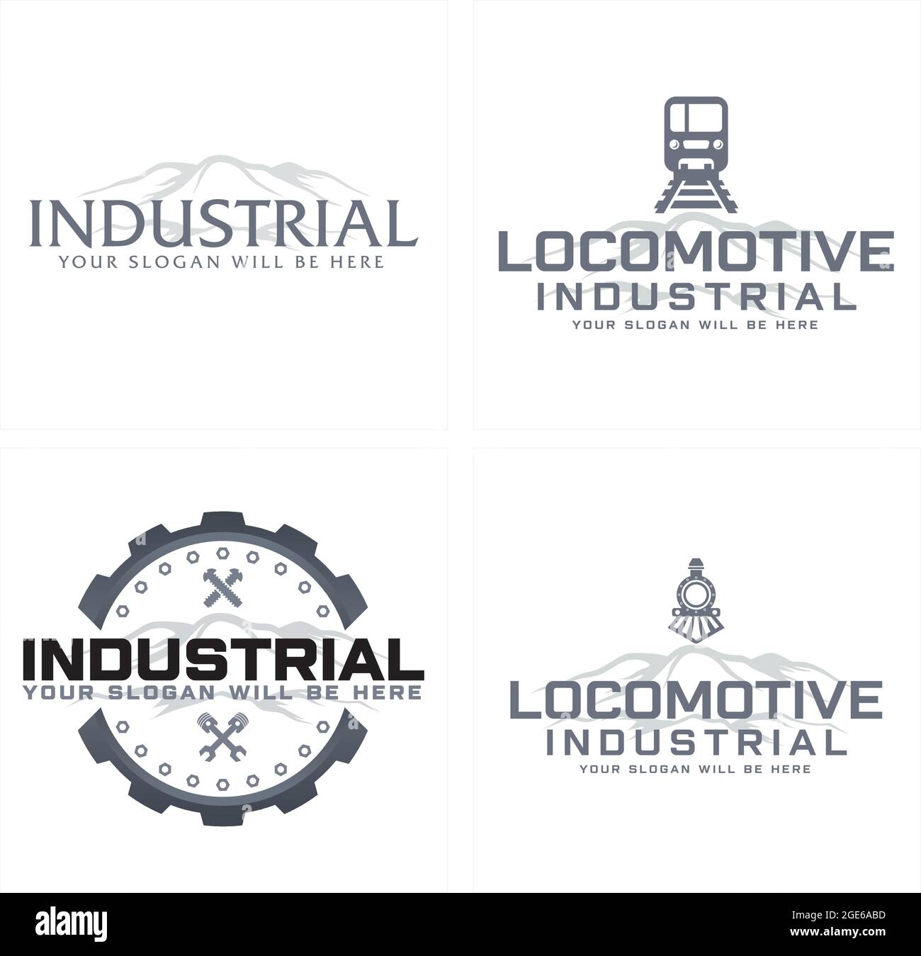 Logo del servizio di locomotori per le imprese industriali Illustrazione Vettoriale