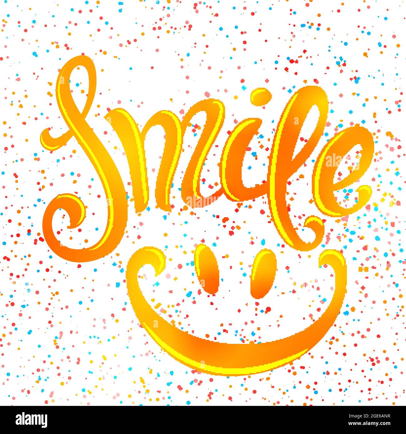 Poster con lettere a mano. Sorridi. Citazione ispiratrice su felice. Illustrazione vettoriale. Illustrazione Vettoriale