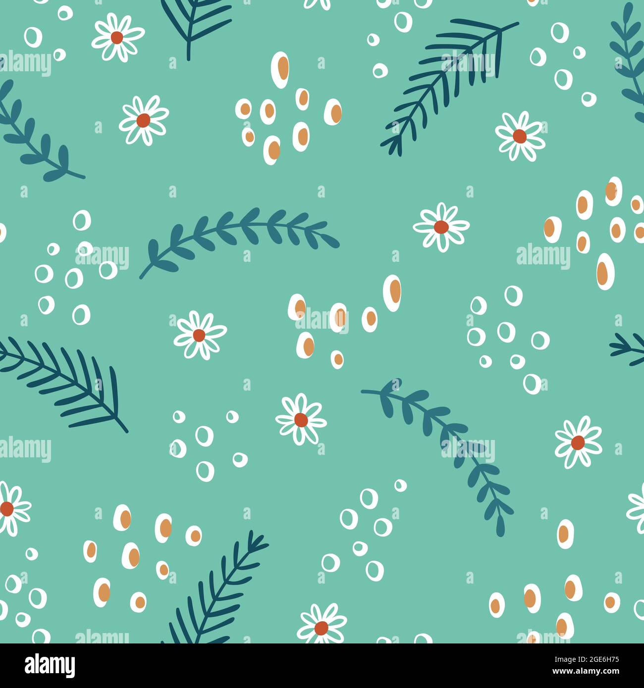 Carino motivo floreale senza cuciture disegnato a mano, superficie doodle con punti graziosi e colori vivaci, ottimo tessuto estivo in pelliccia, wrapping, sfondi - Illustrazione Vettoriale