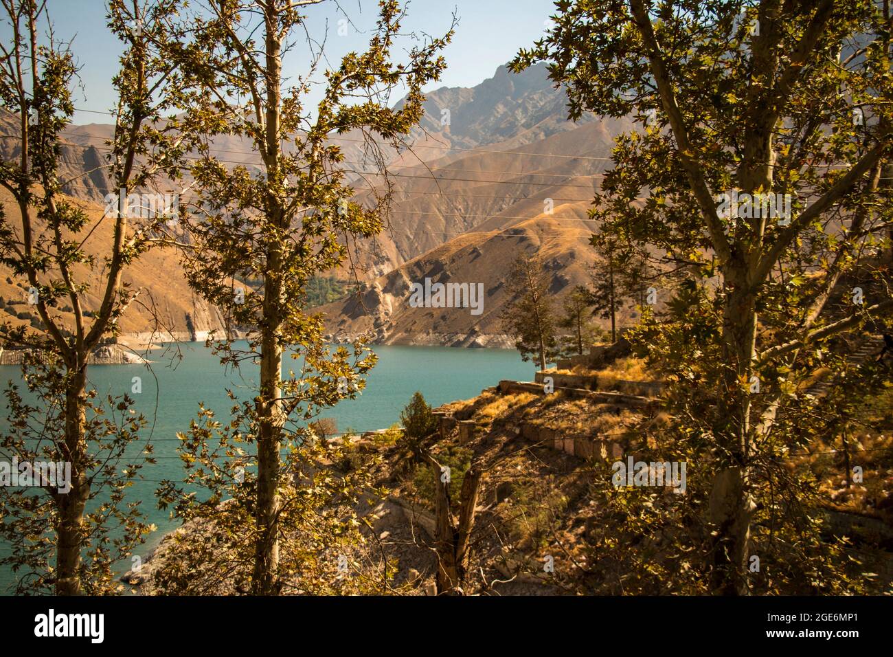 Una splendida vista della diga di Karaj sulla Chalous Road Foto Stock