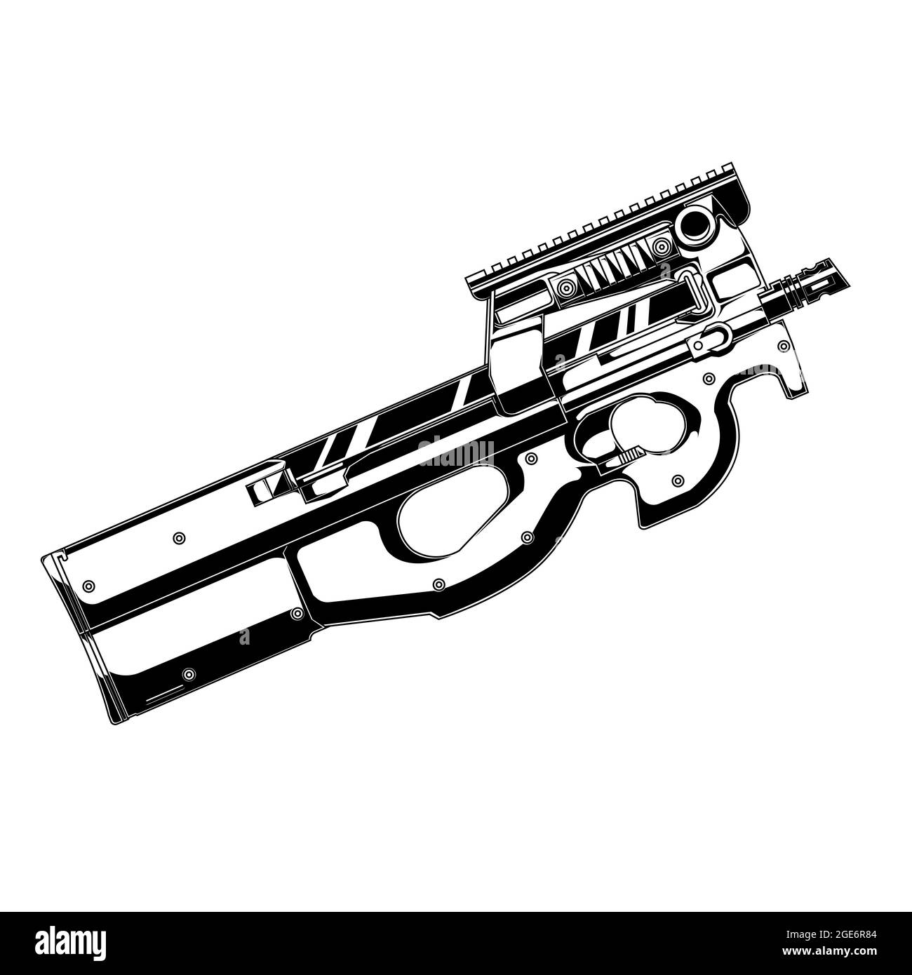 disegno vettore gunfn p90 pistola Illustrazione Vettoriale
