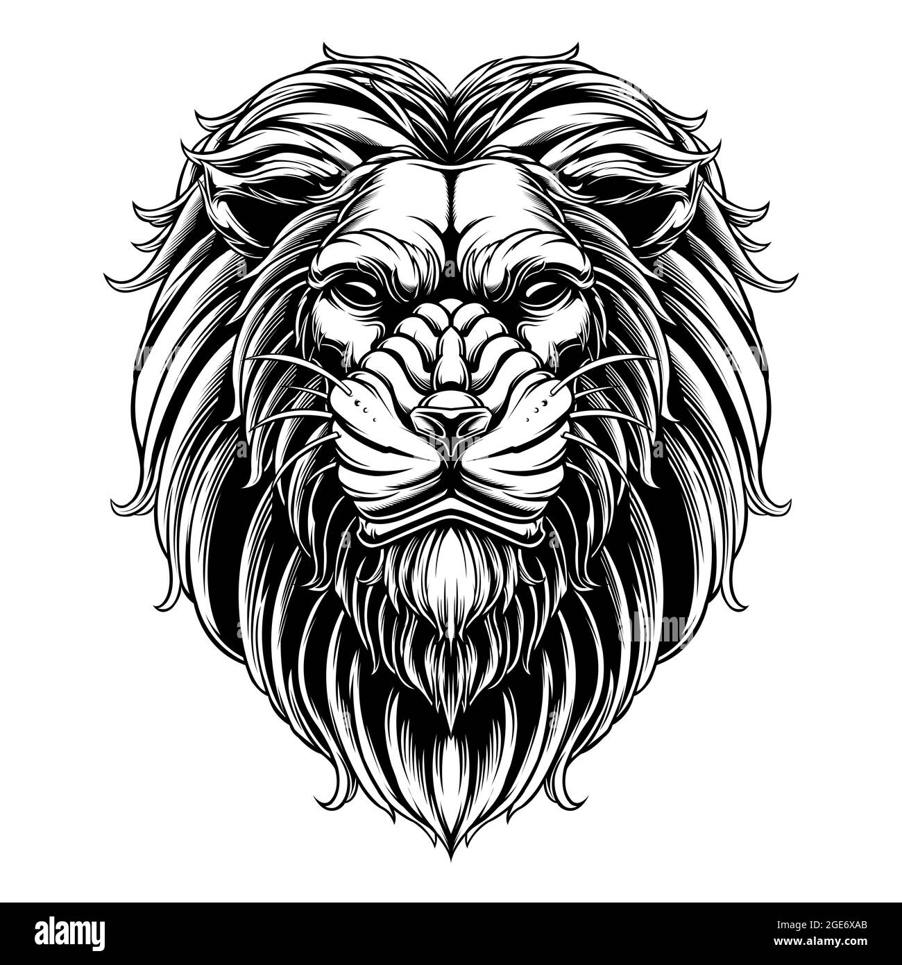 disegno vettore animale testa leone Illustrazione Vettoriale