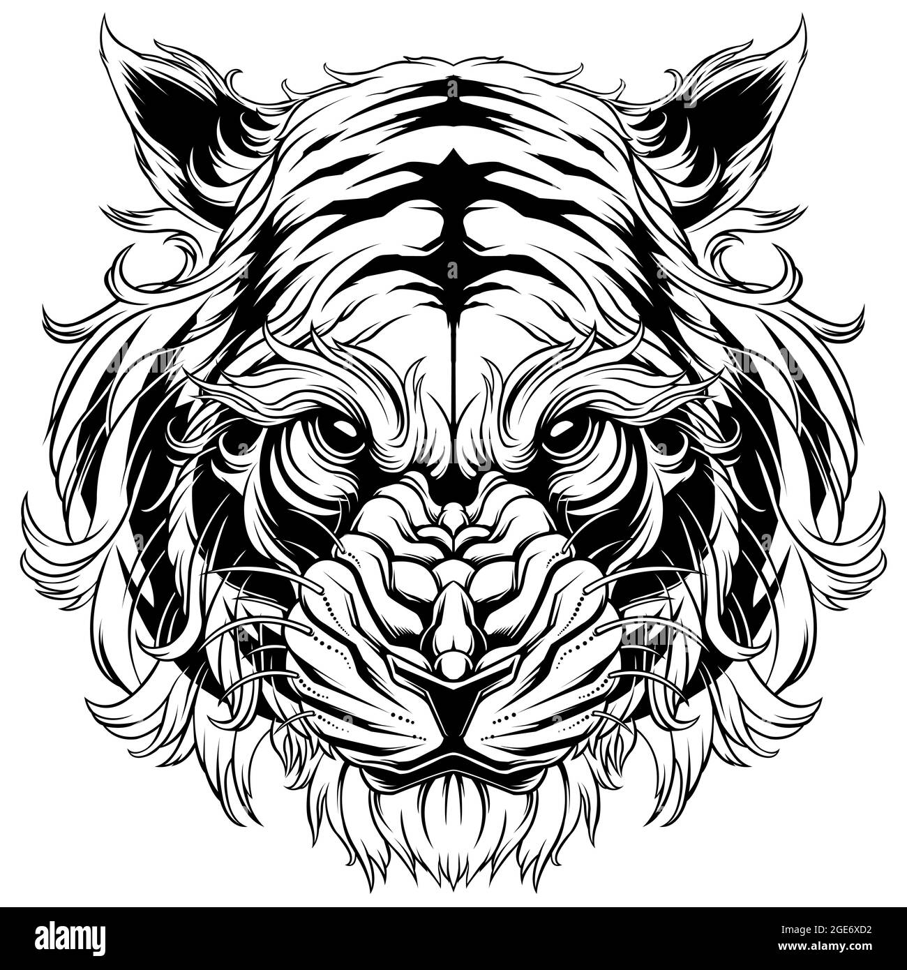disegno vettore animale testa tigre Illustrazione Vettoriale