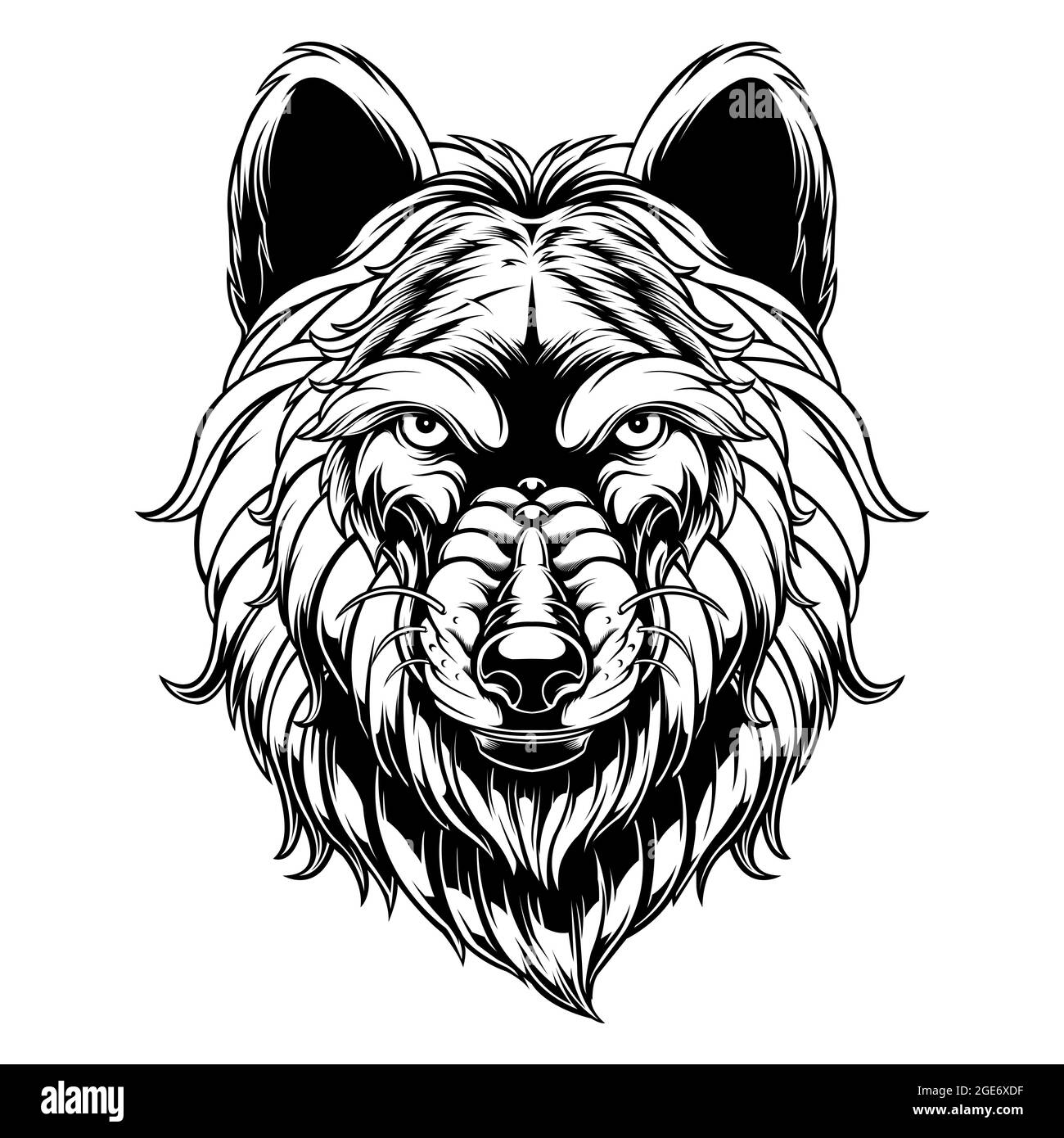 disegno vettore animale capo lupo Illustrazione Vettoriale