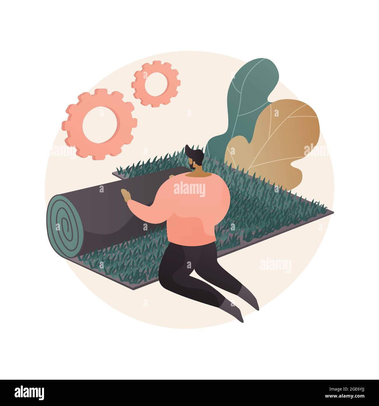 Illustrazione vettoriale del concetto astratto di riparazione del prato. Illustrazione Vettoriale