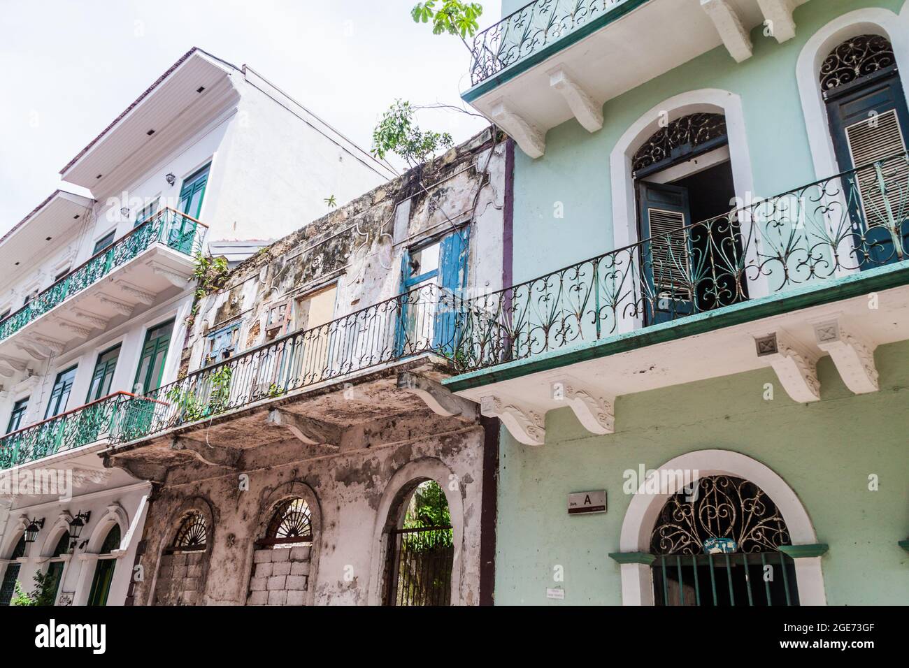 Edifici coloniali in casco Viejo (Centro storico) a Panama City Foto Stock