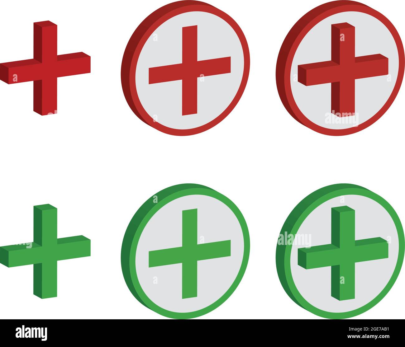 Segno più impostato in due colori su sfondo bianco. Illustrazione Vettoriale
