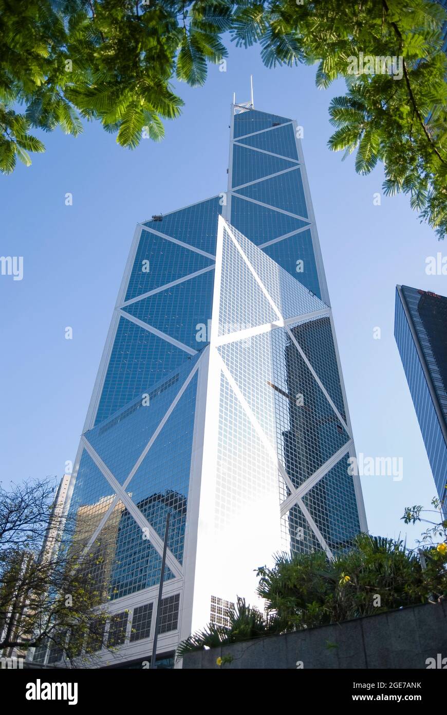 La torre della Banca della Cina, Sheung Wan, Victoria Harbour, Isola di Hong Kong, Hong Kong, Repubblica Popolare di Cina Foto Stock