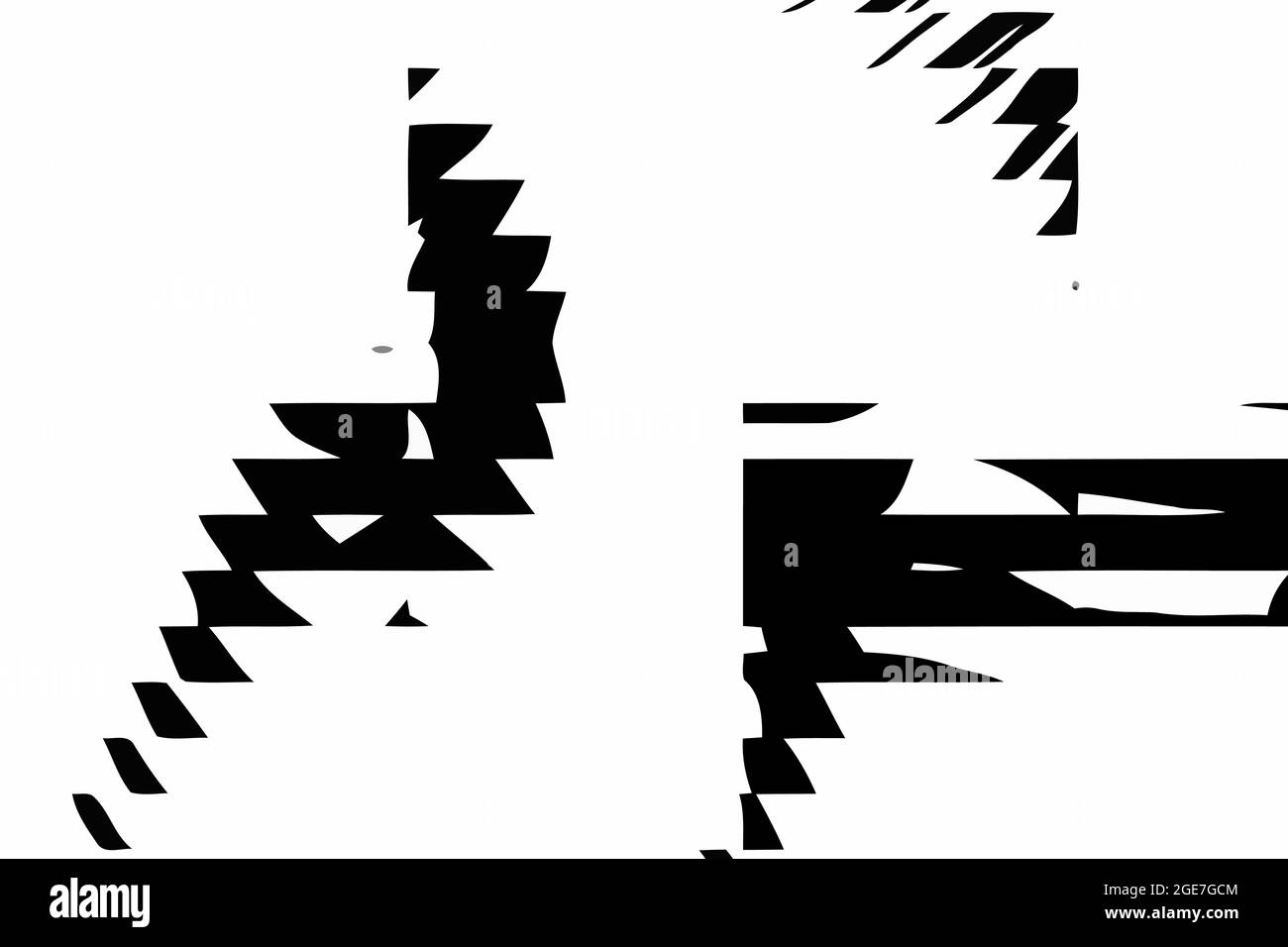 Sfondo bianco con elementi geometrici neri. Illustrazione digitale di rendering 2D. Vettore astratto. Illustrazione Vettoriale