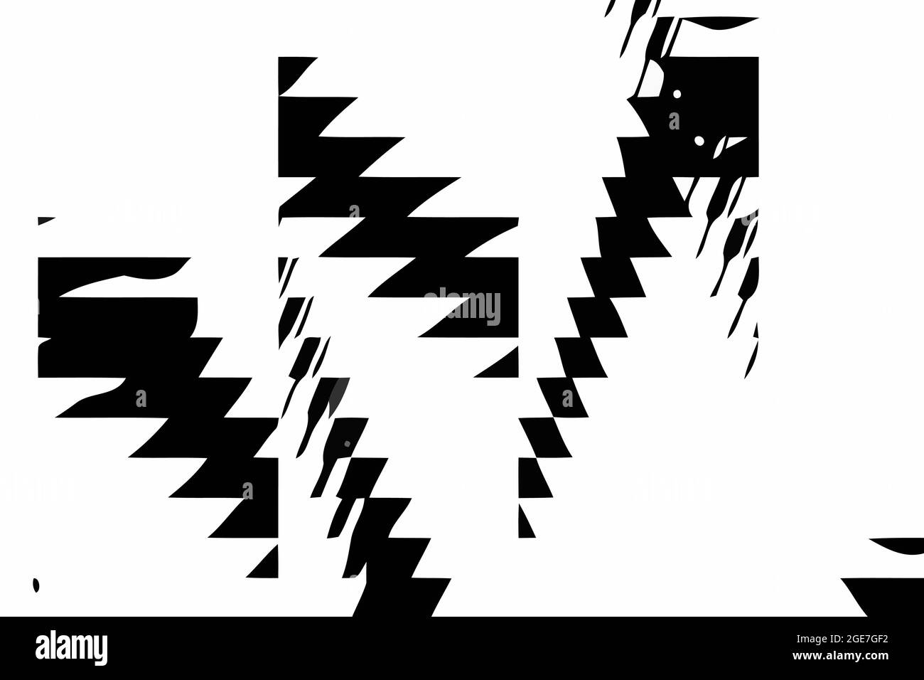 Sfondo bianco e nero. Grafico vettoriale. Illustrazione digitale di rendering 2D. Geometria astratta. Illustrazione Vettoriale