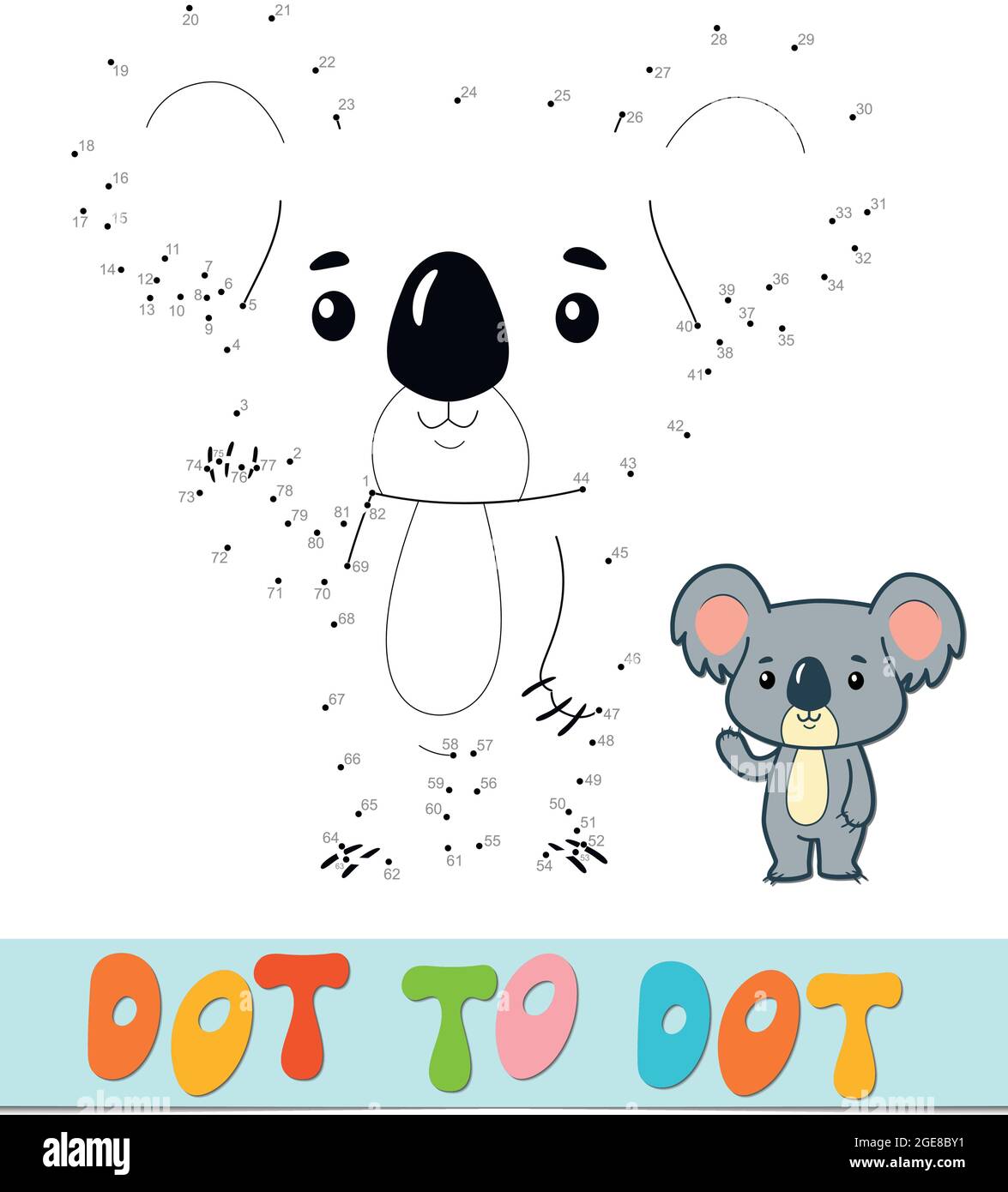 Puzzle punto a punto. Collegare il gioco di punti. koala vettore  illustrazione Immagine e Vettoriale - Alamy