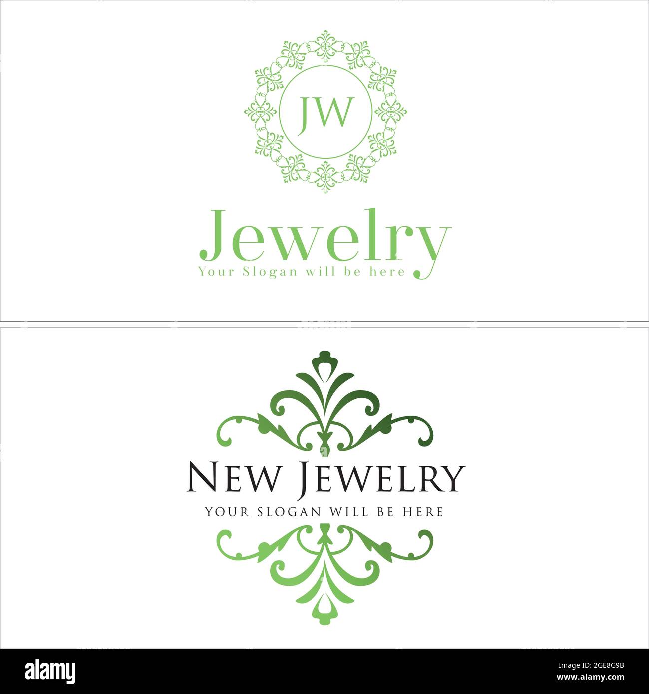 Commercio gioielleria industria al dettaglio iniziale con ornamento cerchio logo Illustrazione Vettoriale