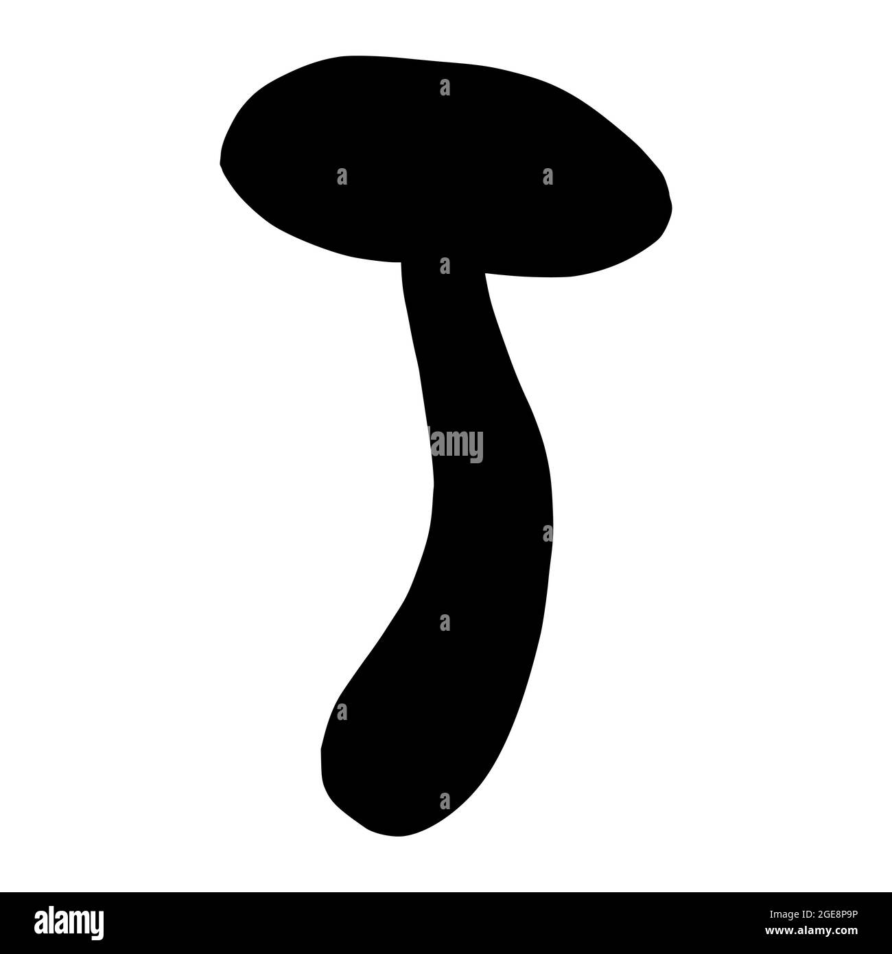 Ombra di Boletus. Silhouette a fungo edibile disegnata a mano per logo, emblema, stampe, adesivi, design del menu e decorazioni Illustrazione Vettoriale