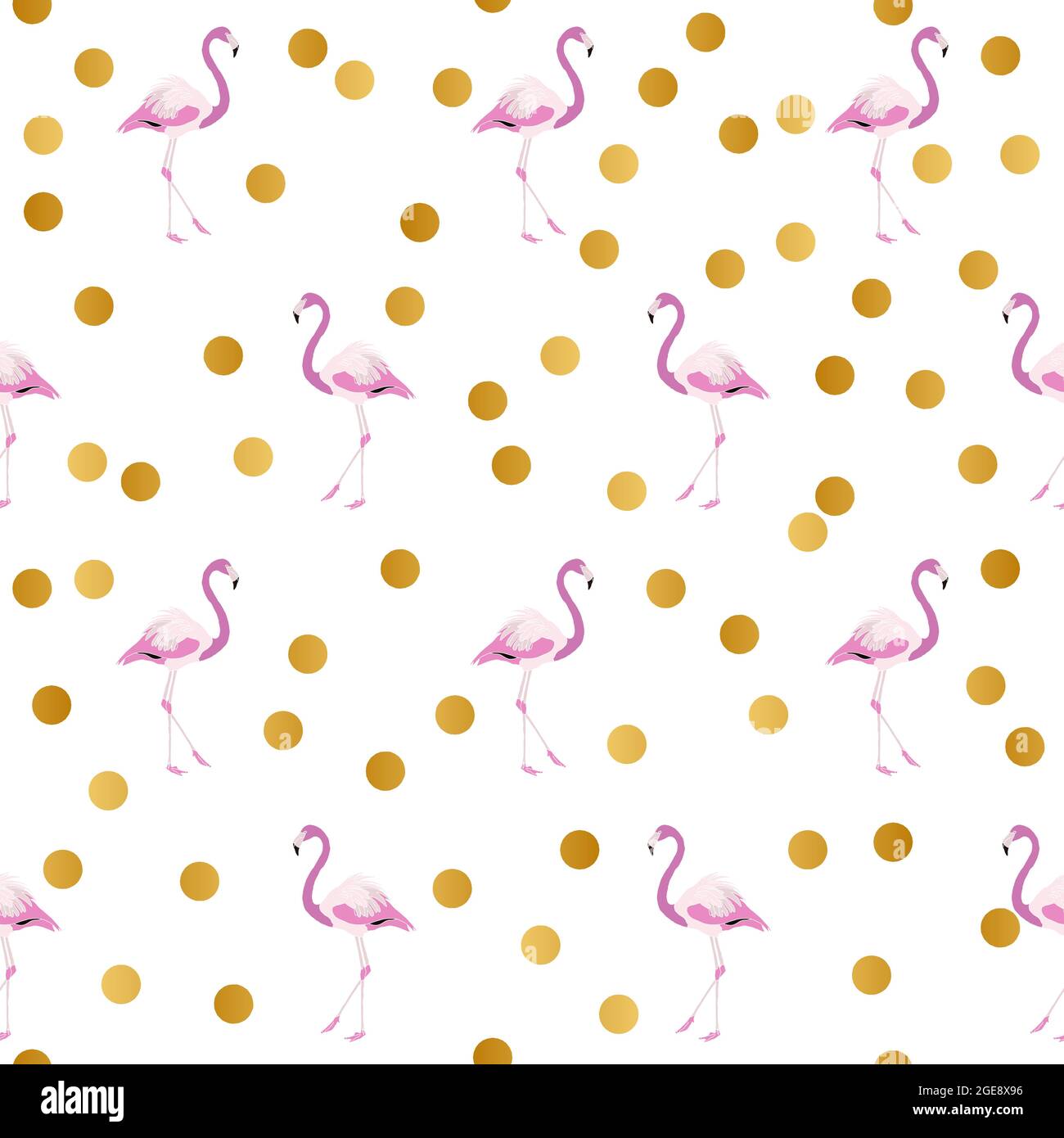 Disegno Flamingo Pattern con punti d'oro Illustrazione Vettoriale