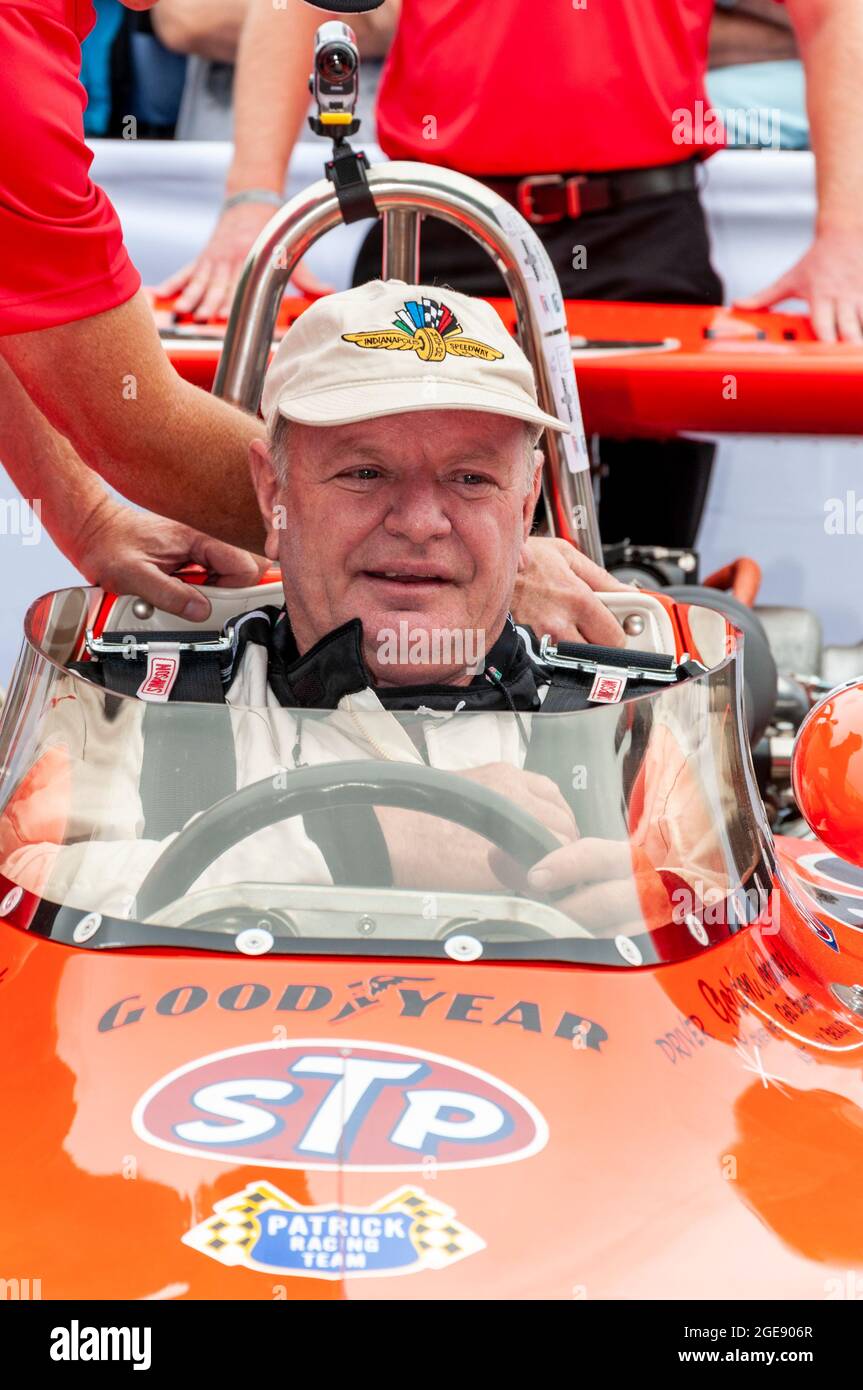 Eagle 7200 Offenhauser STP Indy 500 auto da corsa al Goodwood Festival of Speed Motor Racing evento 2014. Richard Hamlin si prepara a guidare Foto Stock