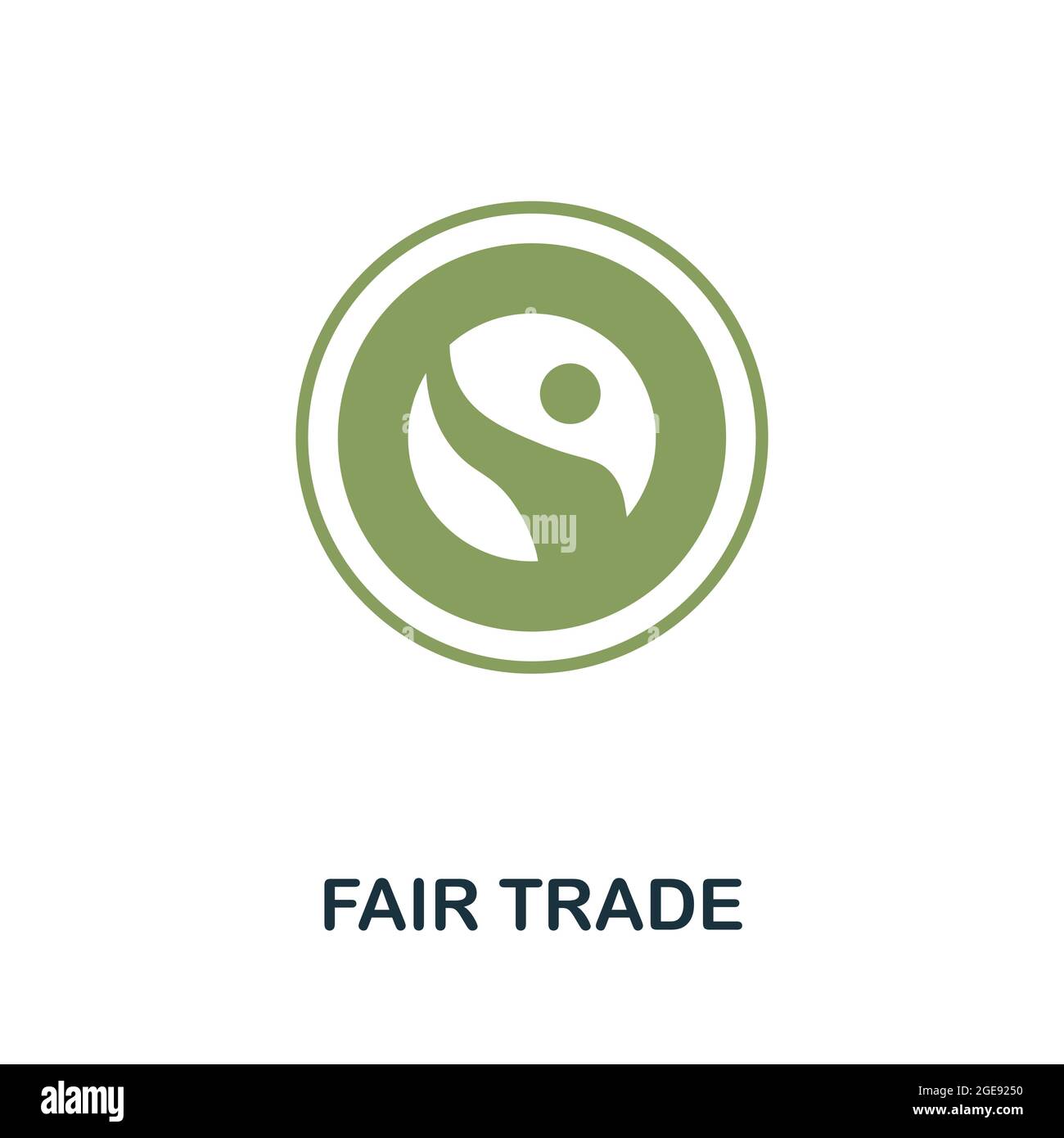 Icona del commercio equo e solidale. Elemento a segno piatto della collezione di prodotti eco-compatibili. Icona Creative Fair Trade per web design, modelli, infografiche e altro ancora Illustrazione Vettoriale