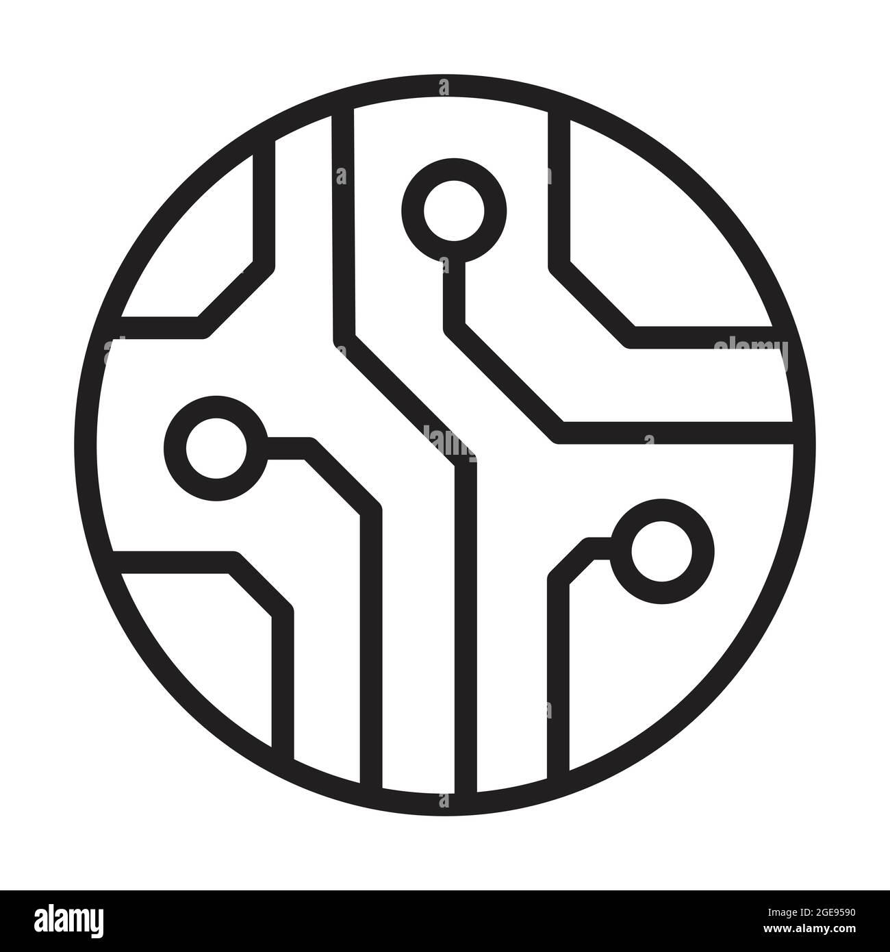 Scheda a circuito stampato, vettore di icone del contorno della tecnologia. Per il design del sito Web, il logo, l'app, l'interfaccia utente. Illustrazione vettoriale Illustrazione Vettoriale