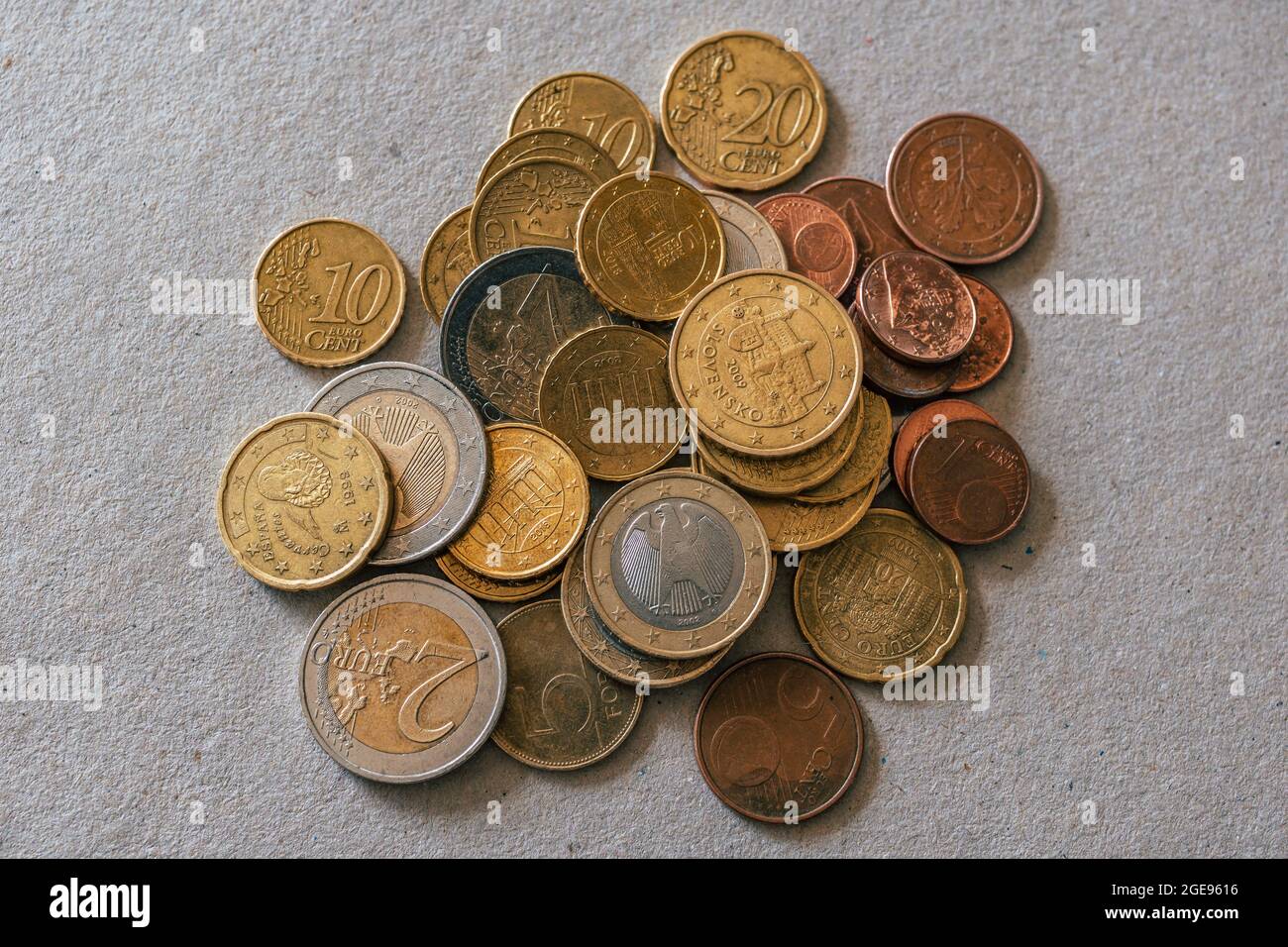 monete in euro Foto Stock
