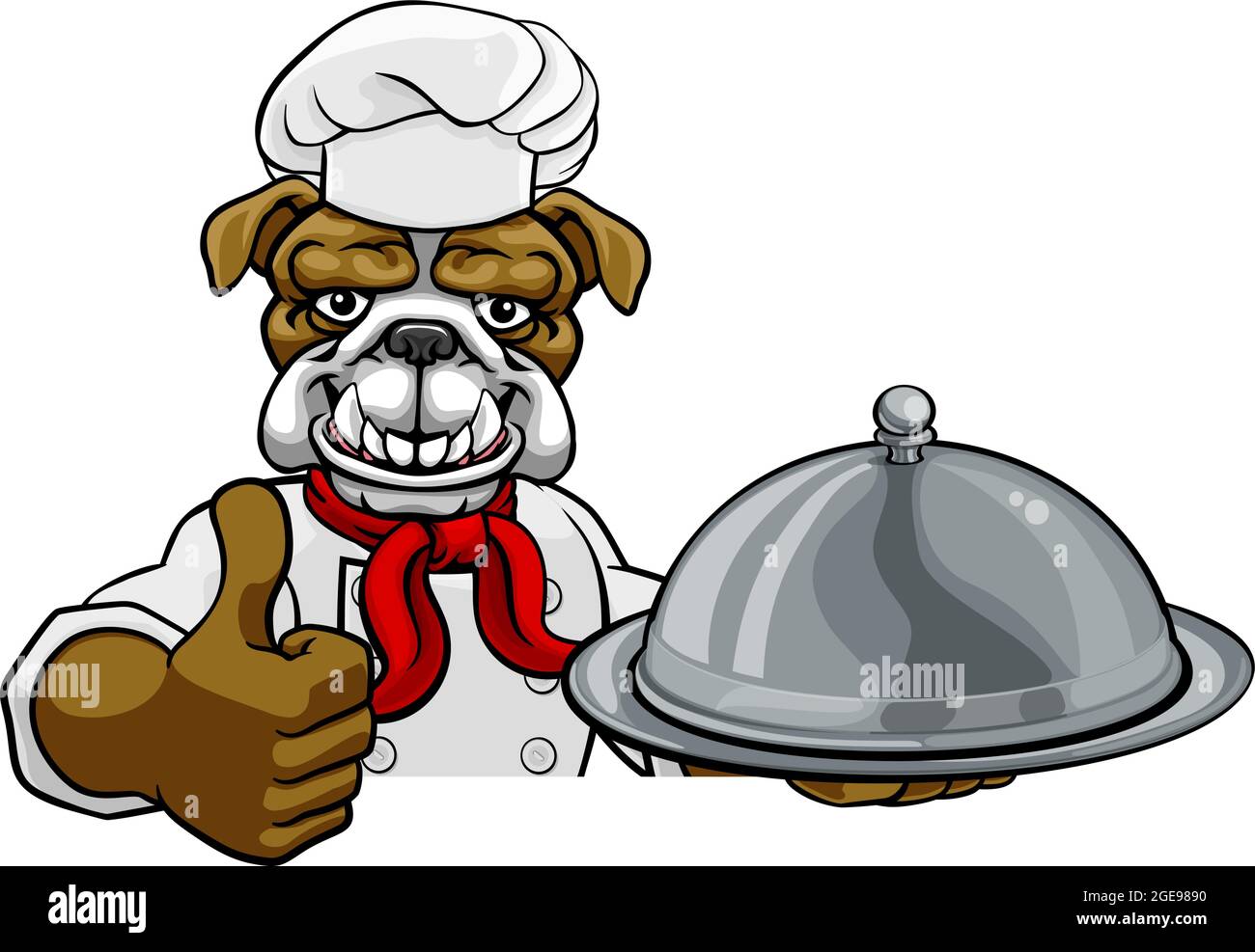 Bulldog Chef segno mascotte cartoon Illustrazione Vettoriale