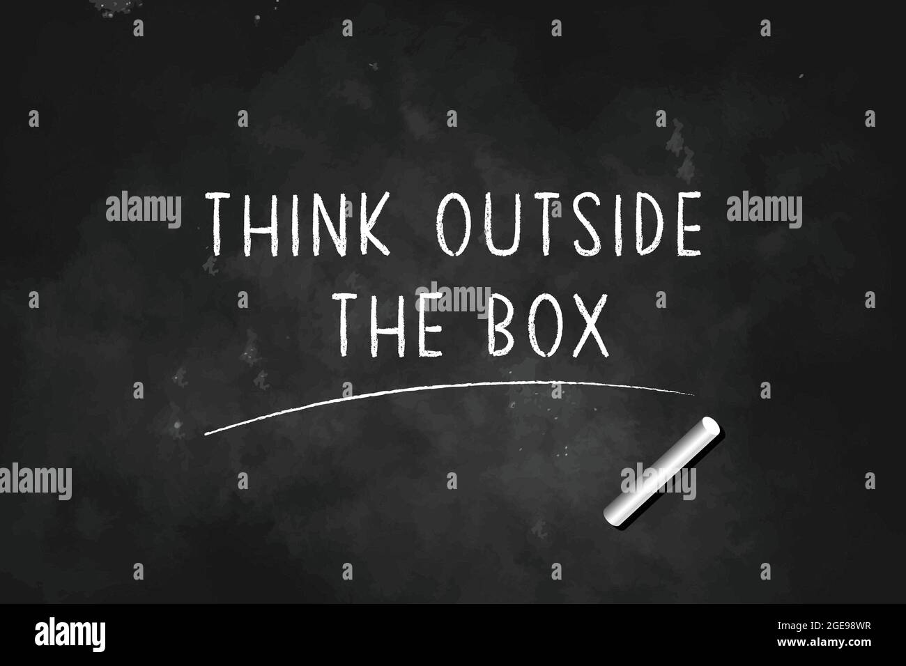 Pensare al di fuori della Box testo scritto con gesso su immagine vettoriale lavagna nera Illustrazione Vettoriale