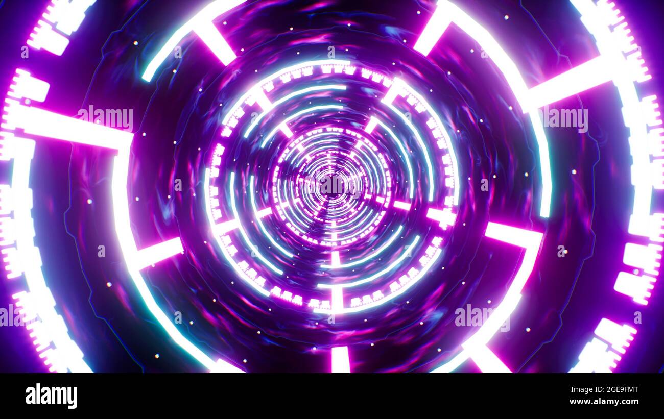 Effetto tunnel energia luminosa al neon Zigzag Foto Stock