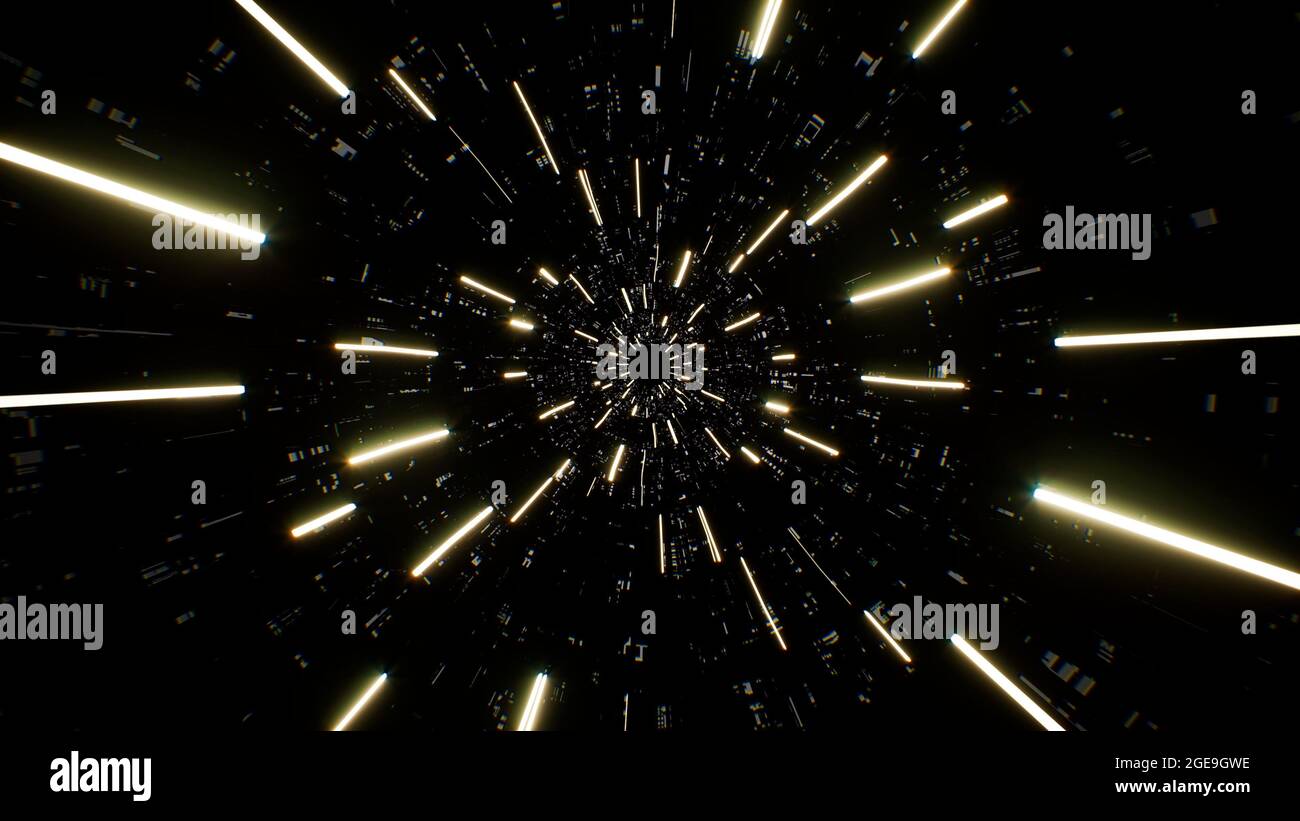 Fascio luminoso giallo e sfondo trama Sci fi Foto Stock