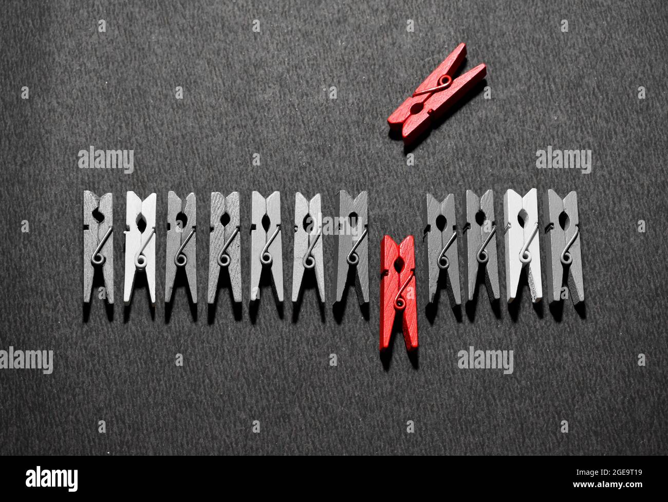 Una disposizione di foto clip. Foto Stock