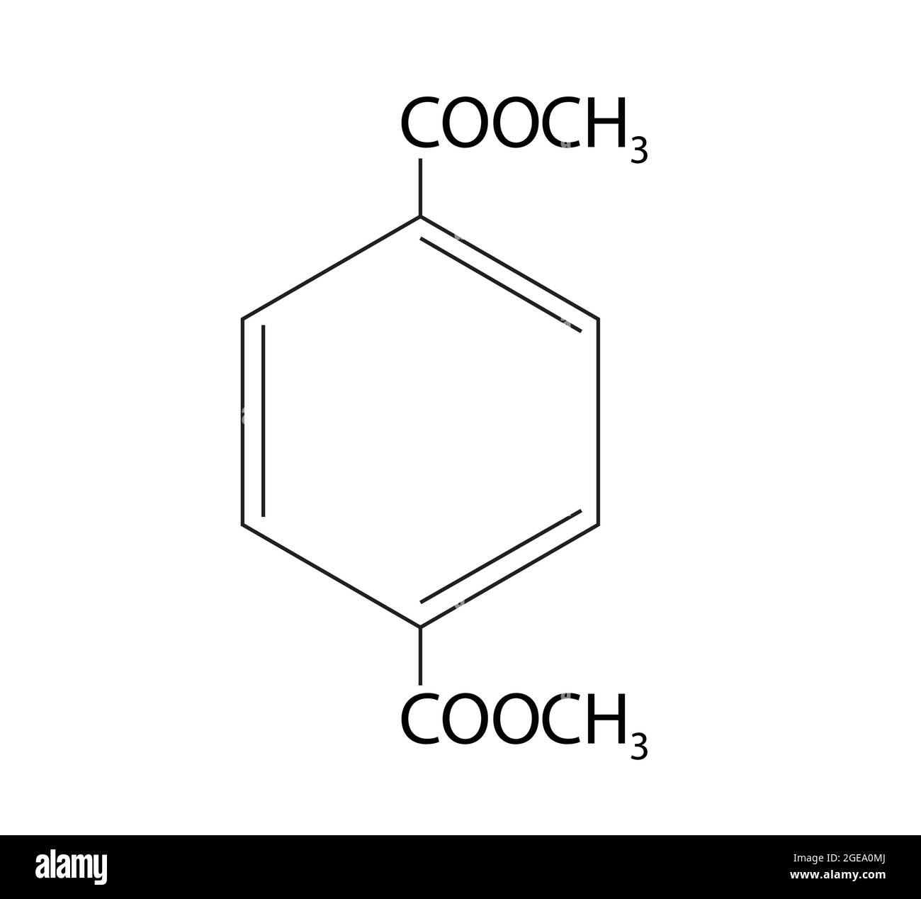 Struttura chimica del dietiltereftalato, Anatomia del dietiltereftalato, struttura molecolare del dietiltereftalato Illustrazione Vettoriale