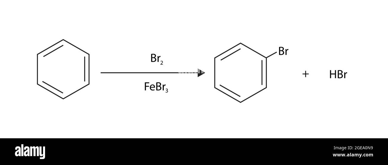 Struttura chimica di alogenazione elettrofila, formula chimica di alogenazione elettrofila, formula di alogenazione elettrofila Illustrazione Vettoriale