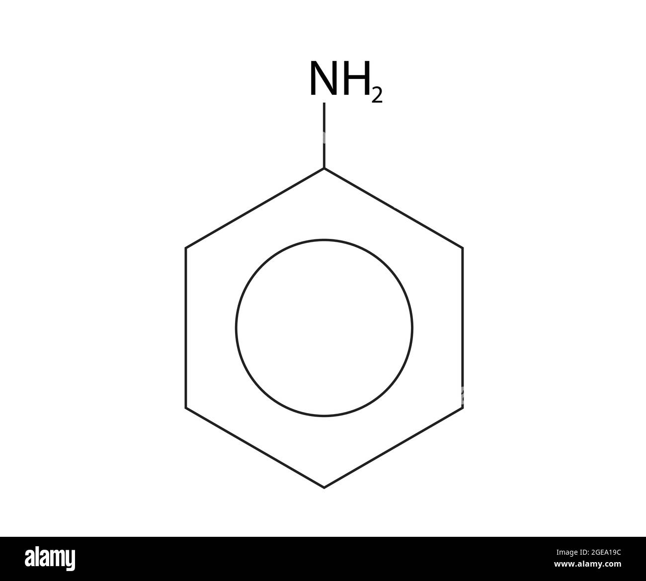 Struttura chimica della fenilammina, Anatomia della fenilammina, struttura molecolare della fenilammina, Formula chimica della fenilammina, Configurazione dell'anilina Illustrazione Vettoriale