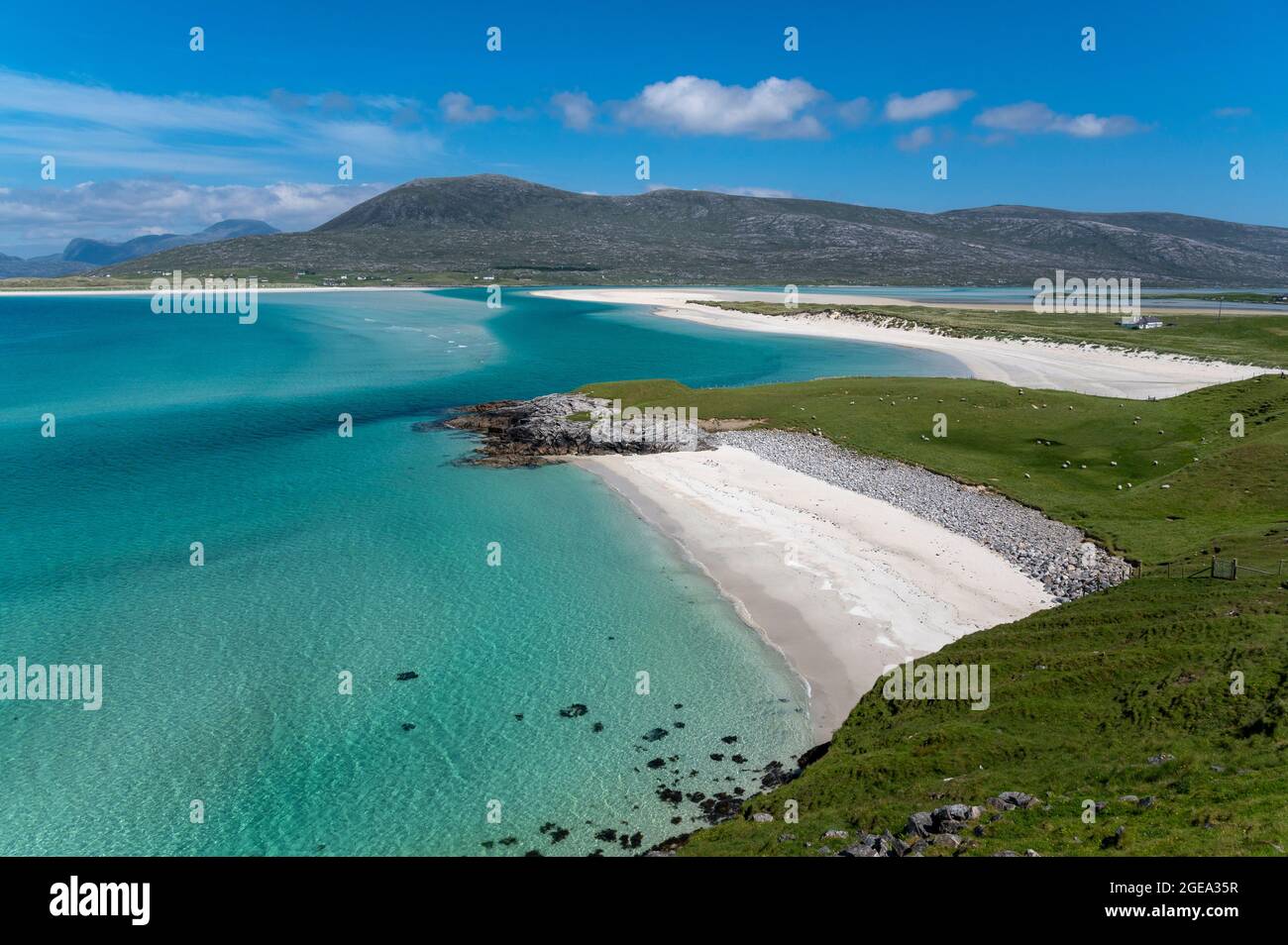 Luskentire Beach sulle isole di Harris nelle Ebridi esterne in Scozia. Foto Stock