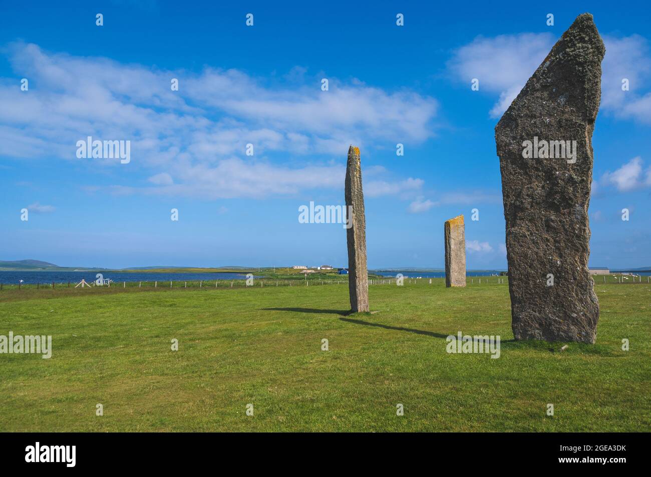 Pietre di Stenness in piedi in Orkney. Foto Stock