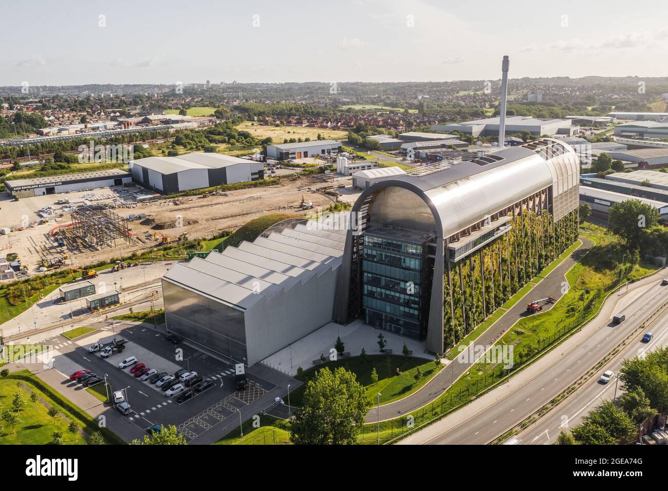 LEEDS, REGNO UNITO - 13 AGOSTO 2021. Vista aerea della centrale elettrica di Leeds per il riciclaggio e il recupero dei rifiuti di Veolia. Foto Stock