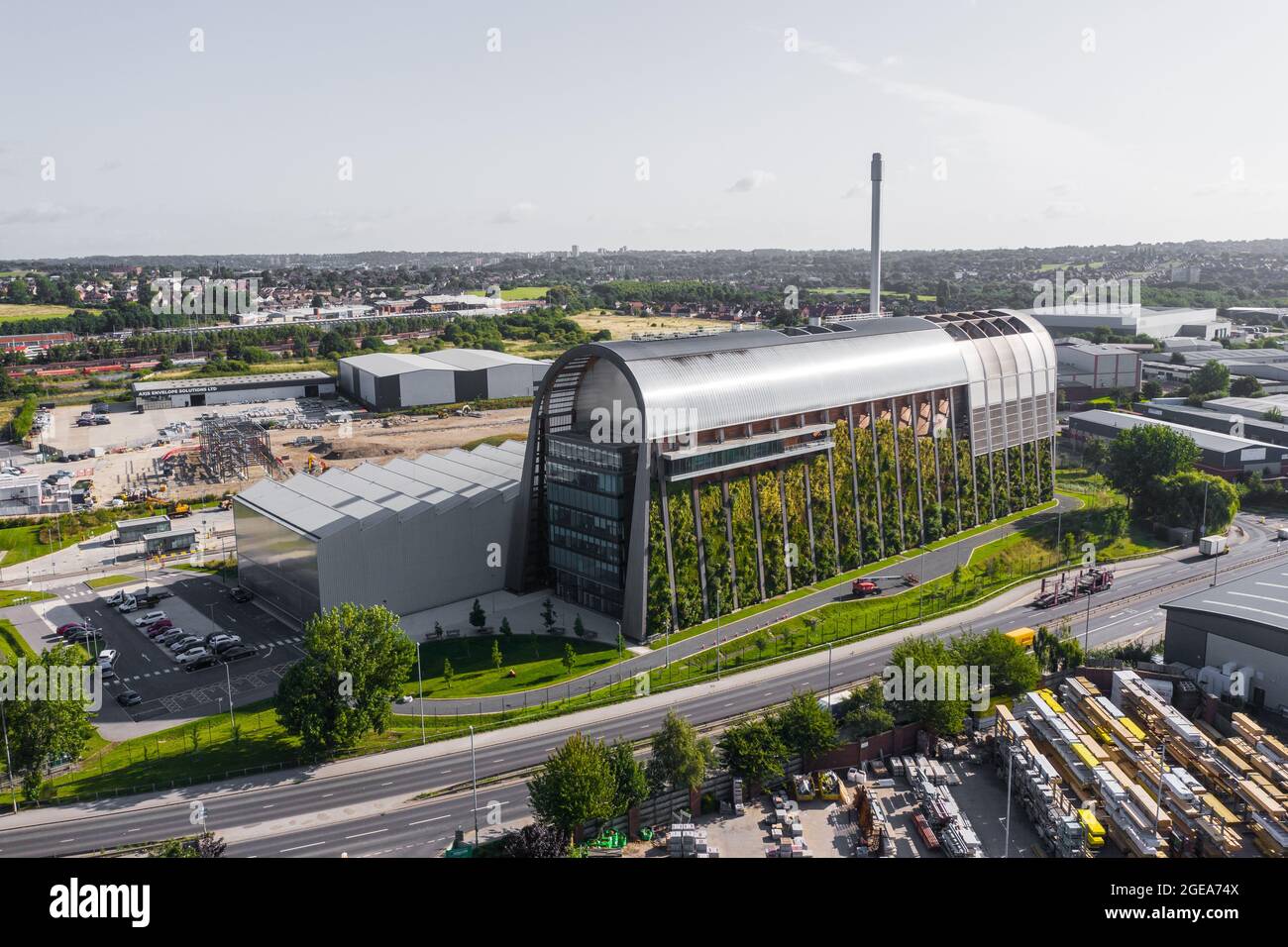 LEEDS, REGNO UNITO - 13 AGOSTO 2021. Vista aerea della centrale elettrica di Leeds per il riciclaggio e il recupero dei rifiuti di Veolia. Foto Stock