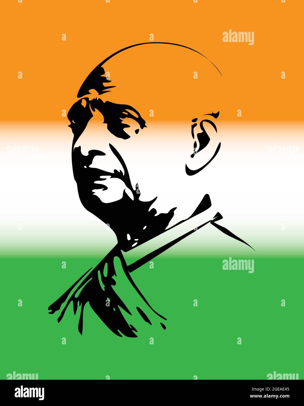 Sardar Vallabhbhai Patel, Giornata dell'unità Nazionale. Vettore combattente per la libertà indiana sulla bandiera indiana. Illustrazione Vettoriale