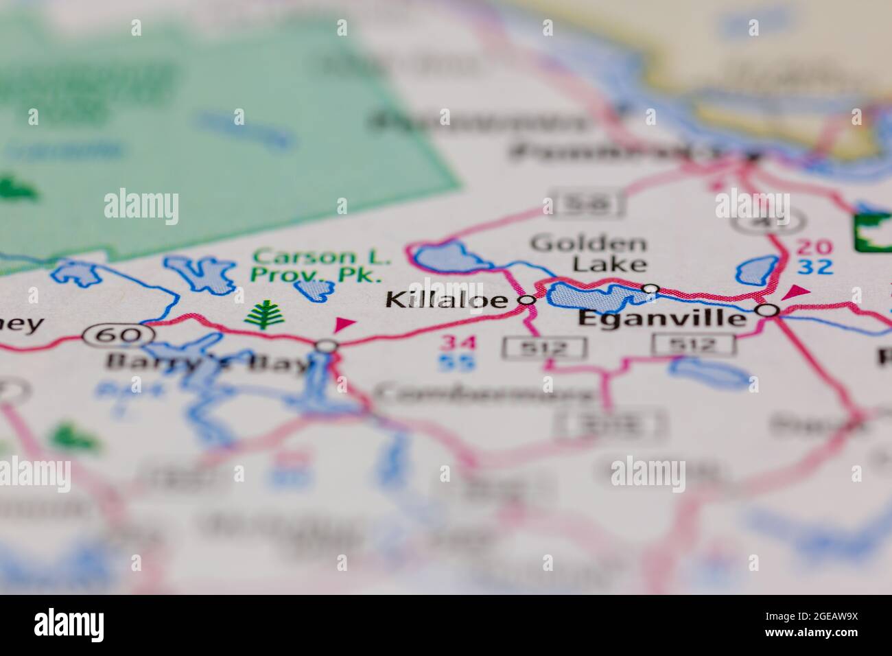 Killaloe Ontario Canada è indicato su una mappa stradale o una mappa