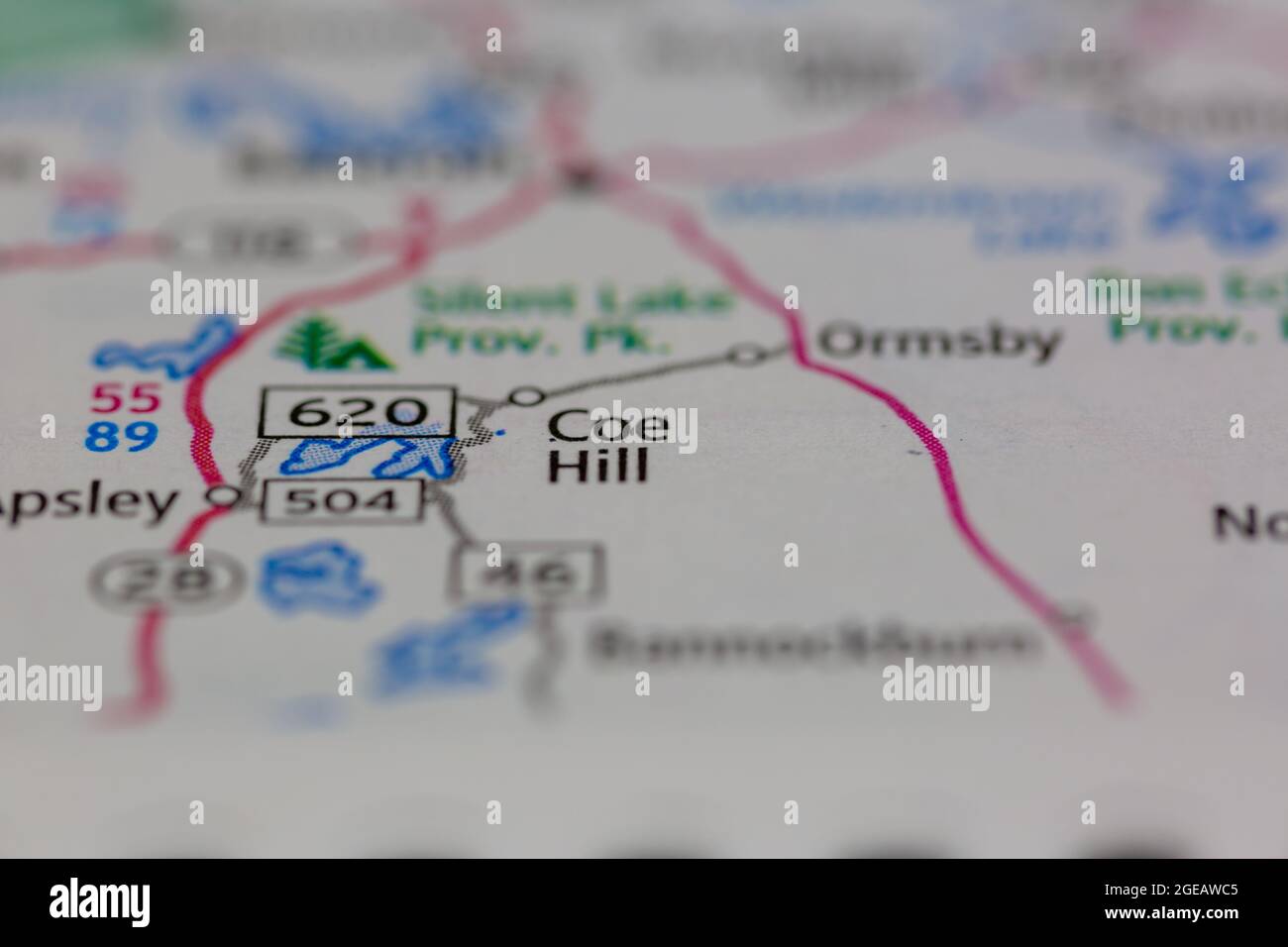 Coe Hill Ontario Canada visualizzato su una mappa stradale o una mappa