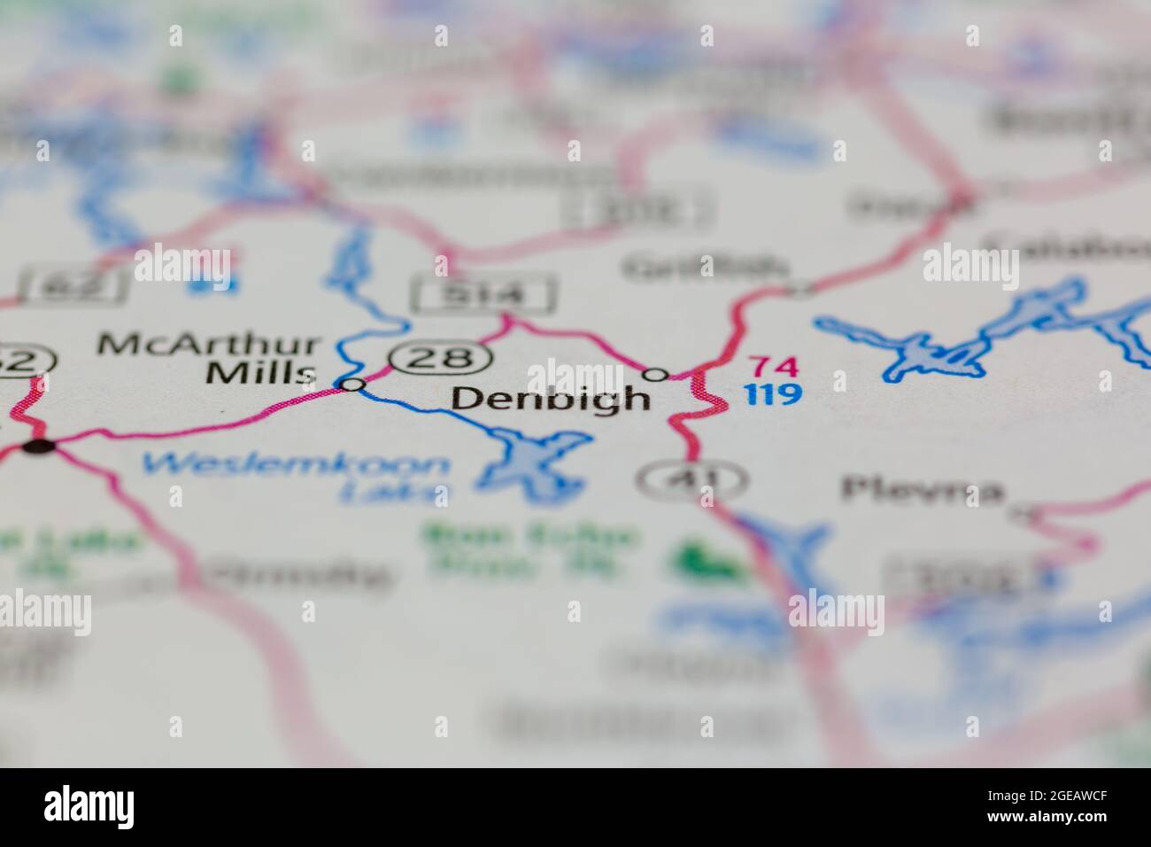 Denbigh Ontario Canada è indicato su una mappa stradale o su una mappa geografica Foto Stock