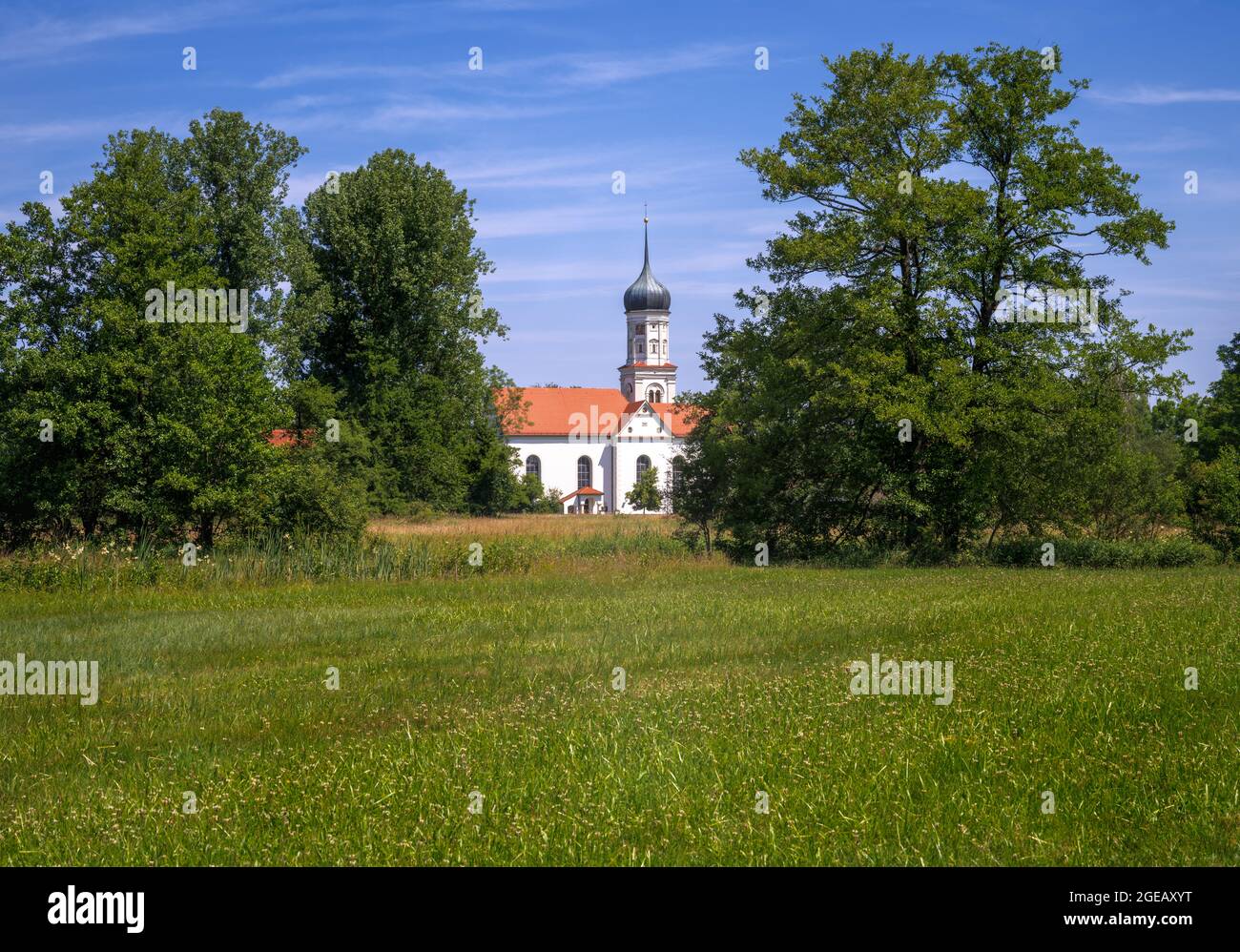Chiesa idilliaca in Baviera (Germania) Foto Stock