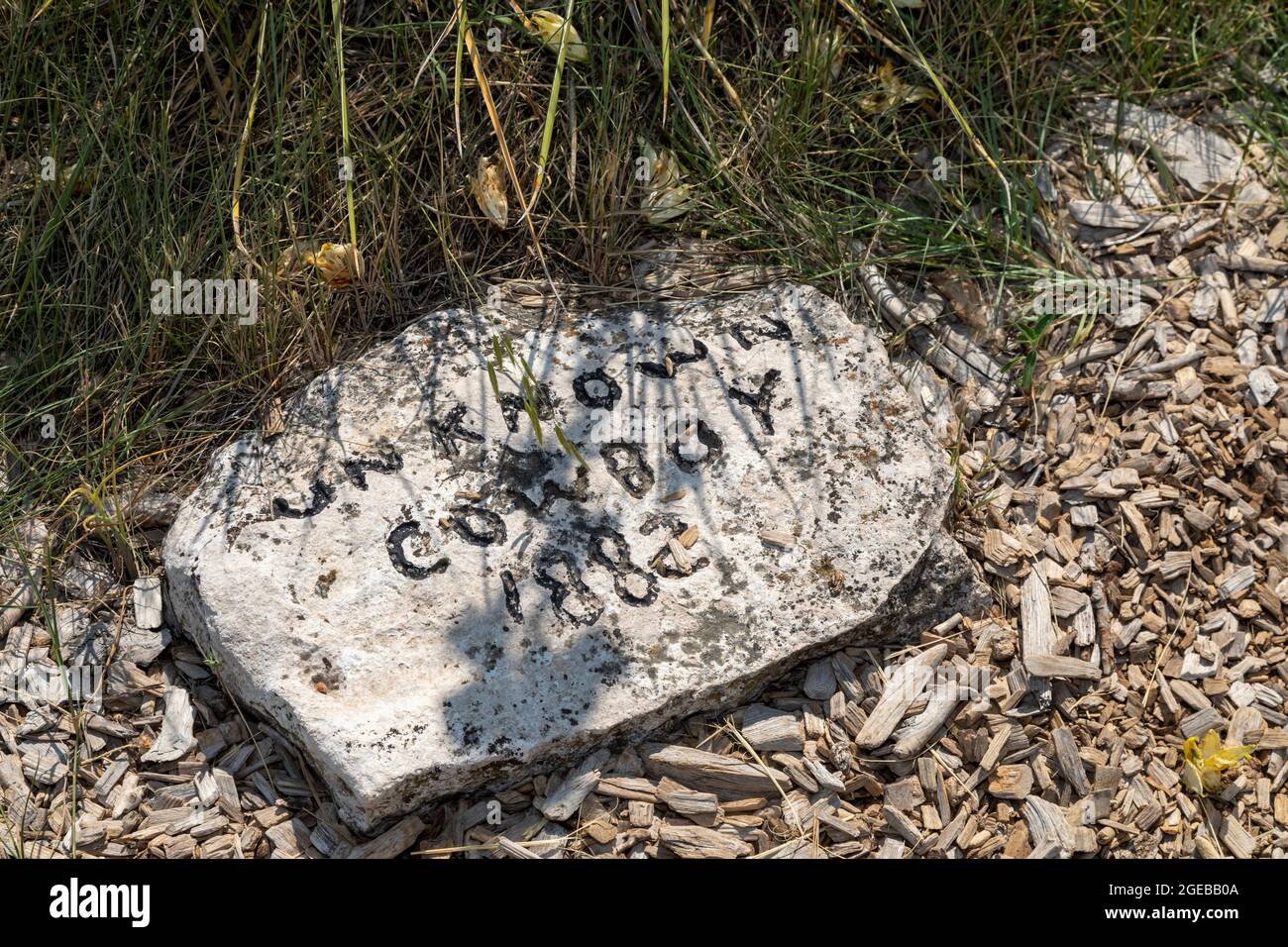 Ogallala, Nebraska - Boot Hill, un cimitero per i combattenti delle armi, le vittime degli omicidi e altri che è stato utilizzato fino al 1885. Alcuni di quelli qui sepolti erano cowbo Foto Stock