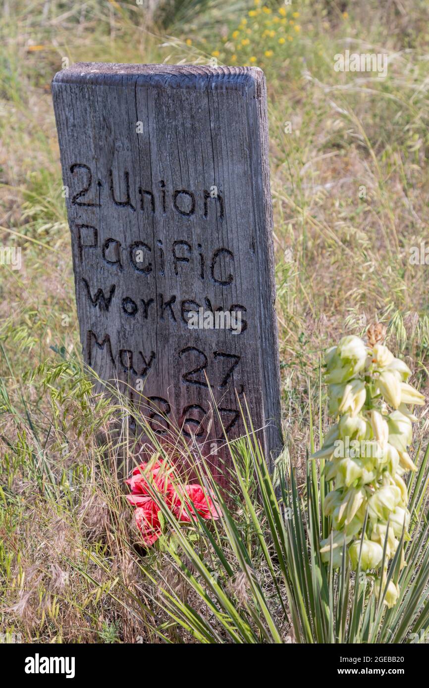 Ogallala, Nebraska - Boot Hill, un cimitero per i combattenti delle armi, le vittime degli omicidi e altri che è stato utilizzato fino al 1885. Alcuni di quelli qui sepolti erano cowbo Foto Stock