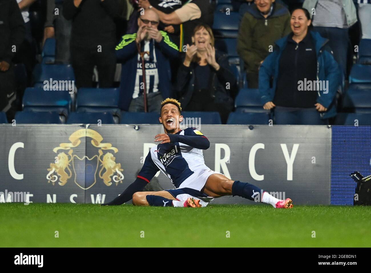 Callum Robinson n. 7 di West Bromwich Albion celebra il suo obiettivo di renderlo 4-0 in, il 18/2021. (Foto di Craig Thomas/News Images/Sipa USA) Credit: Sipa USA/Alamy Live News Foto Stock