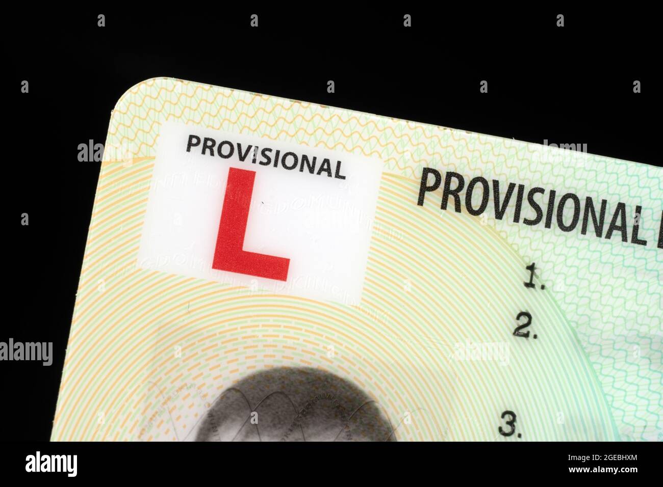 Scheda patente di guida provvisoria del Regno Unito. Documento per i driver del partecipante. Documento originale. Foto Stock