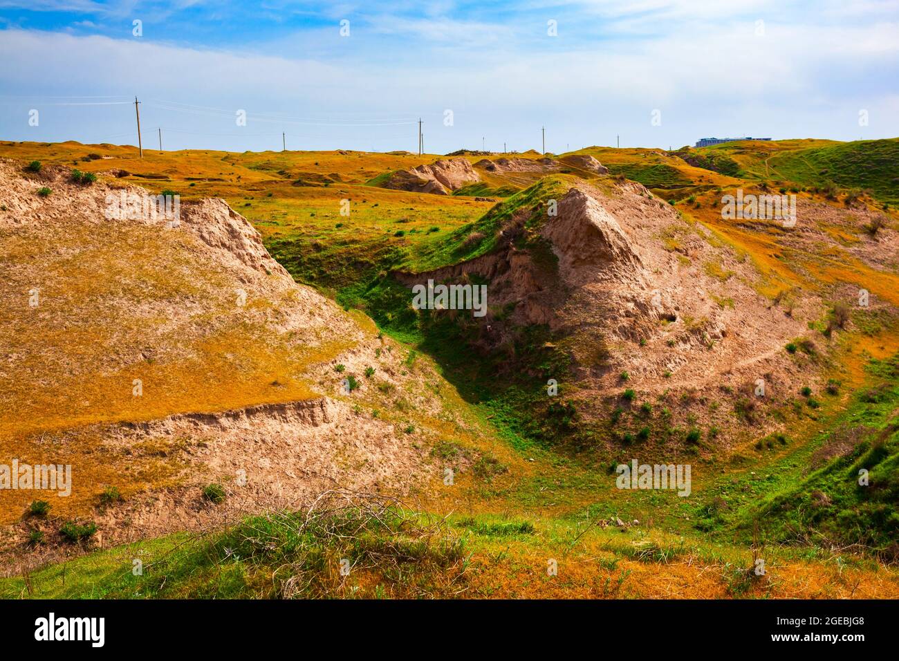 Afrasiyab o Afrosiyob è uno dei più grandi siti archeologici del mondo nella città di Samarcanda, Uzbekistan Foto Stock