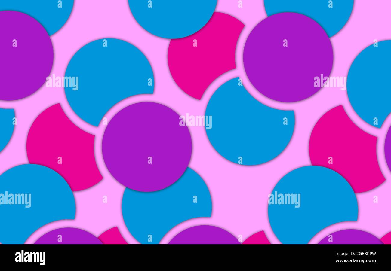 Cerchi colorati con colori diversi su uno sfondo rosa tenue Foto Stock