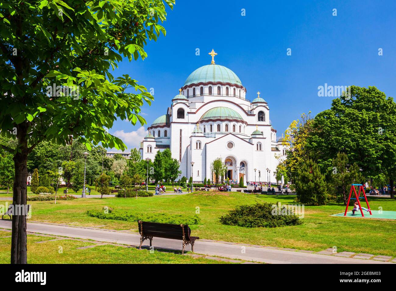 La Chiesa di San Sava o Hram Svetog Save è una chiesa serba ortodossa della città di Belgrado, in Serbia Foto Stock
